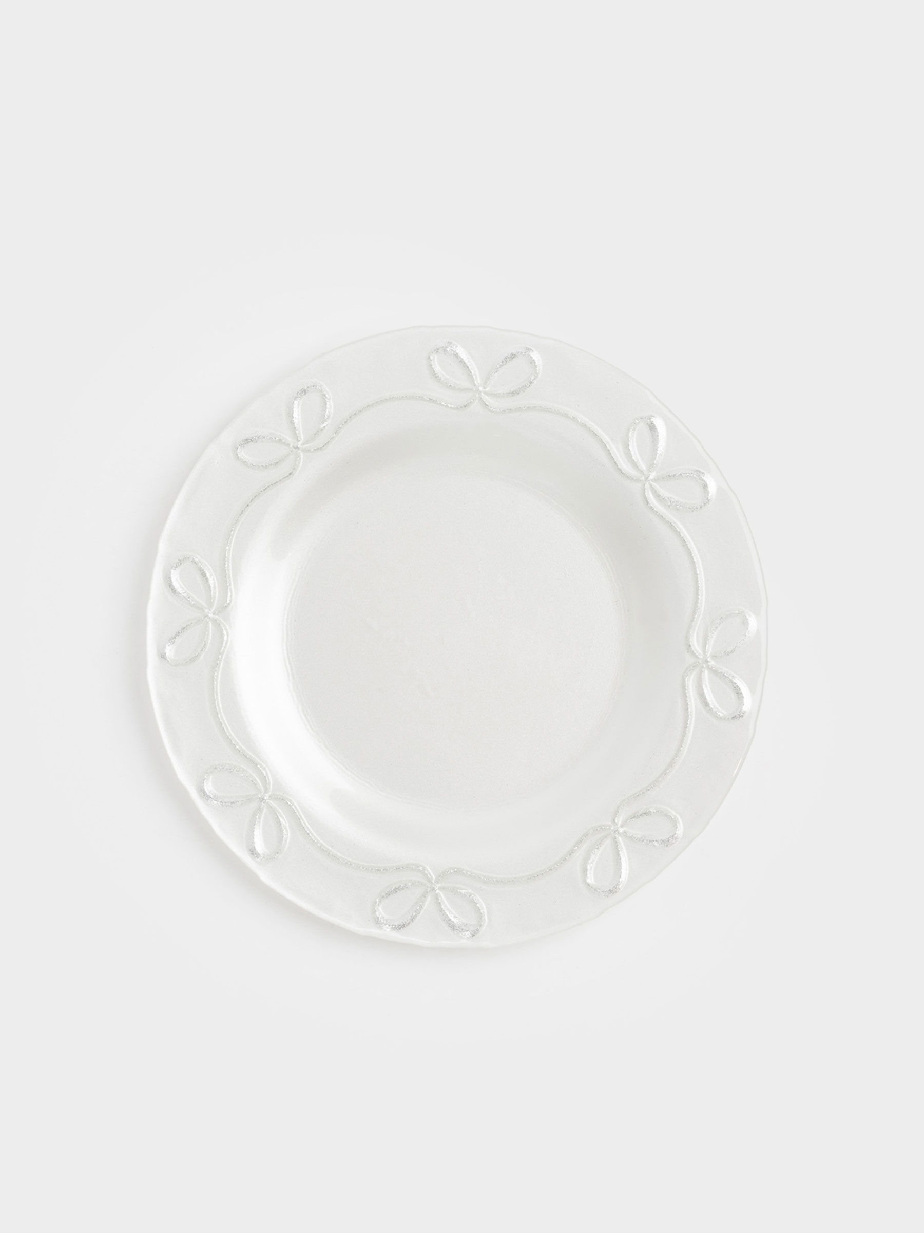 Түскі ас тәрелкесі, 28 см, шыны, ақ, Бантиктер, Bows pattern, image-1