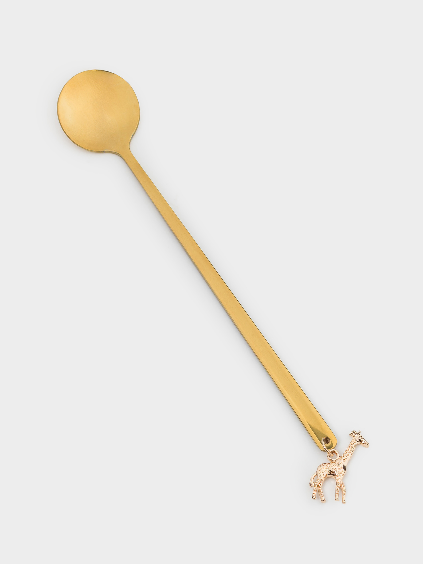 Ложка десертная, 17 см, сталь, золотистая, Жираф, Giraffe, image-0