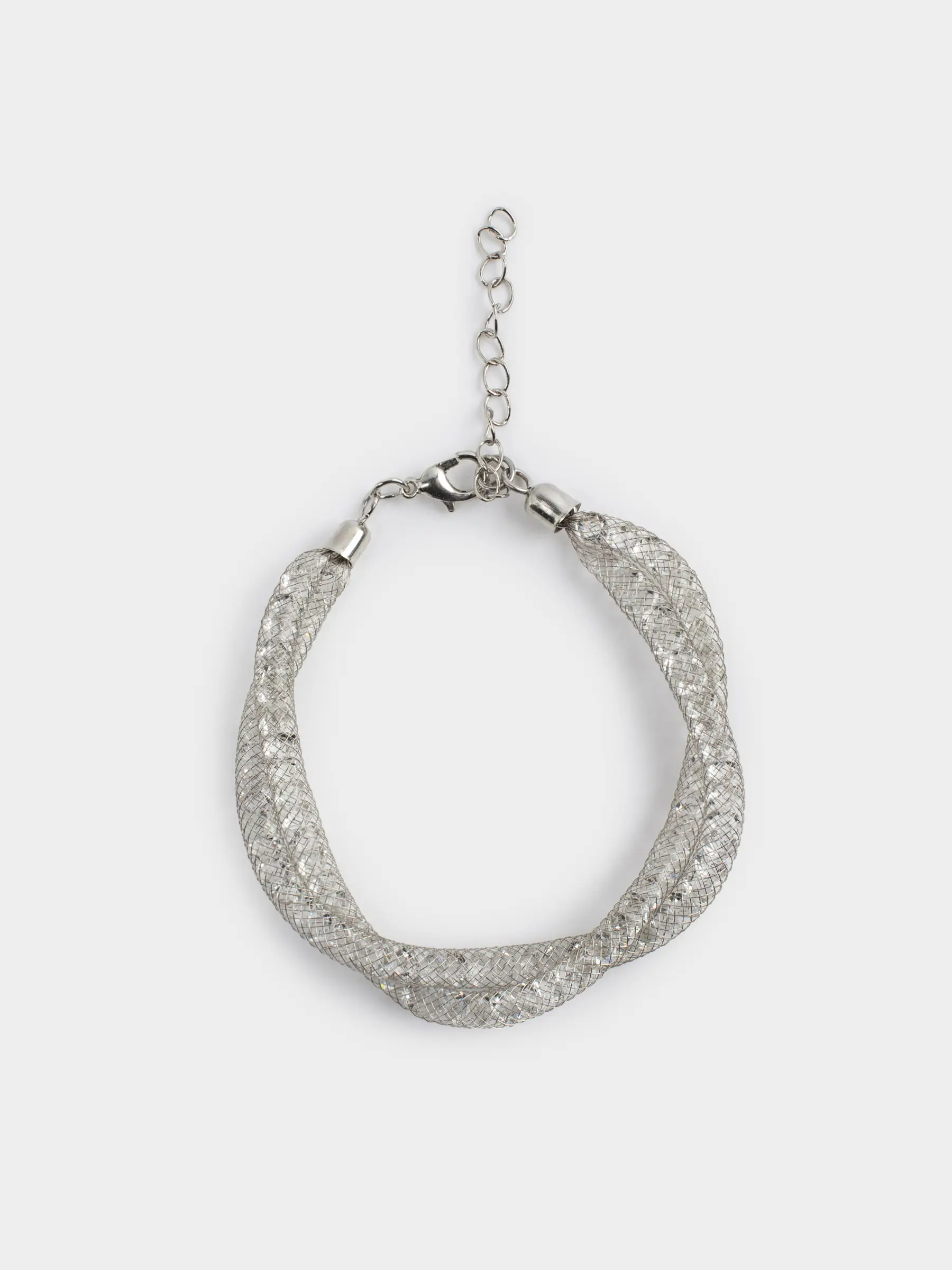 Білезік, 24 см, қос, металл/страздар, күміс, Тоқыма, Jewelry