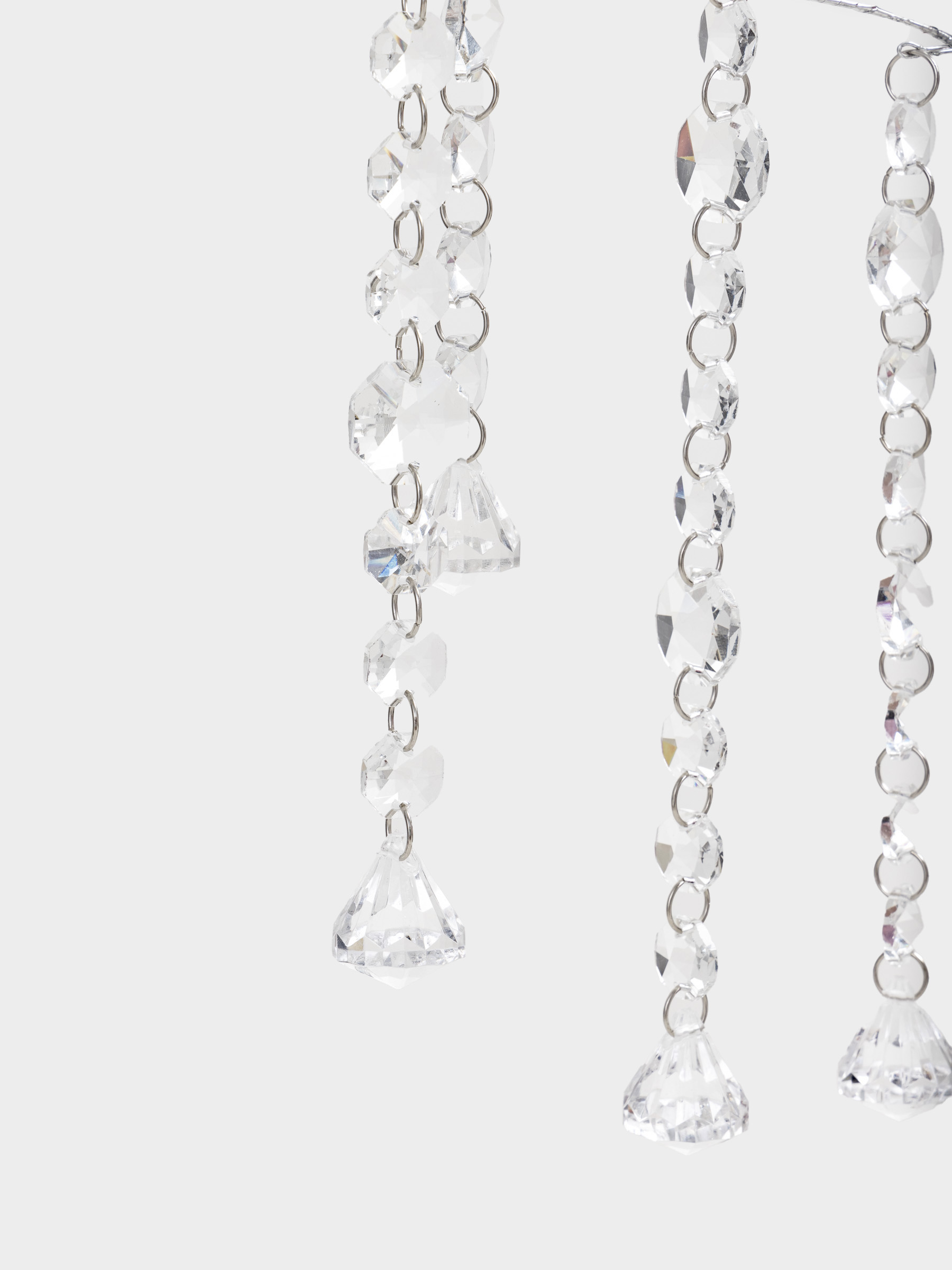 Ветка декоративная, 55 см, стекло, Серебристые кристаллы, Crystal decor, image-3