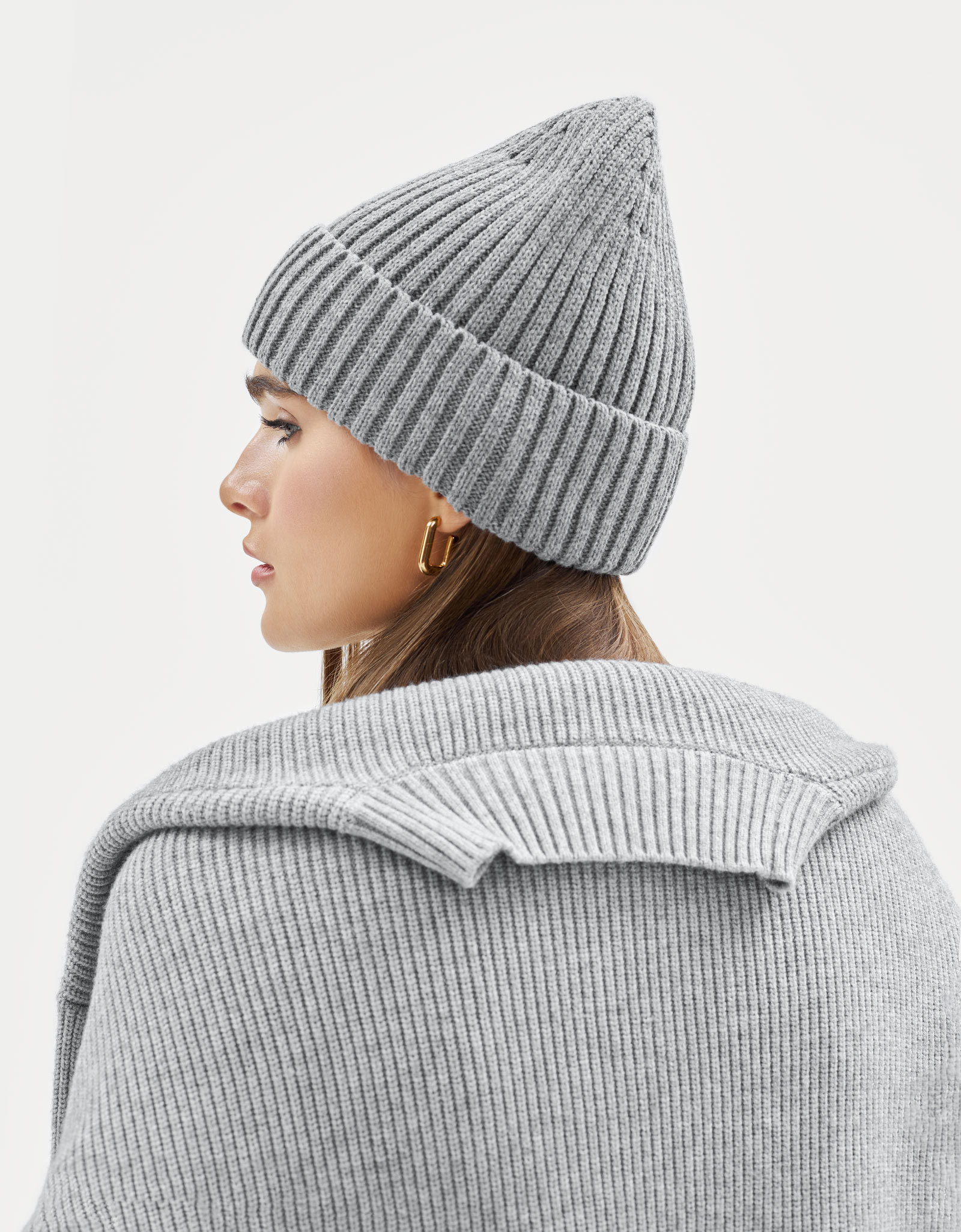 Шапка женская, единый размер, акрил/полиэстер, серая, Knitting, image-2