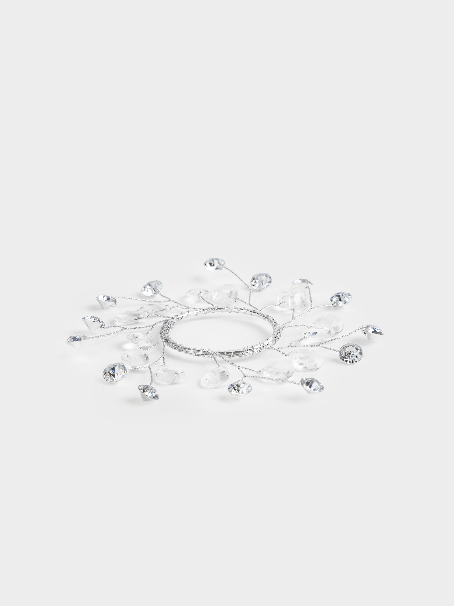 Майлық сақинасы, 5 см, акрил/металл, күміс, Кристалдар, Crystal decor, image-3
