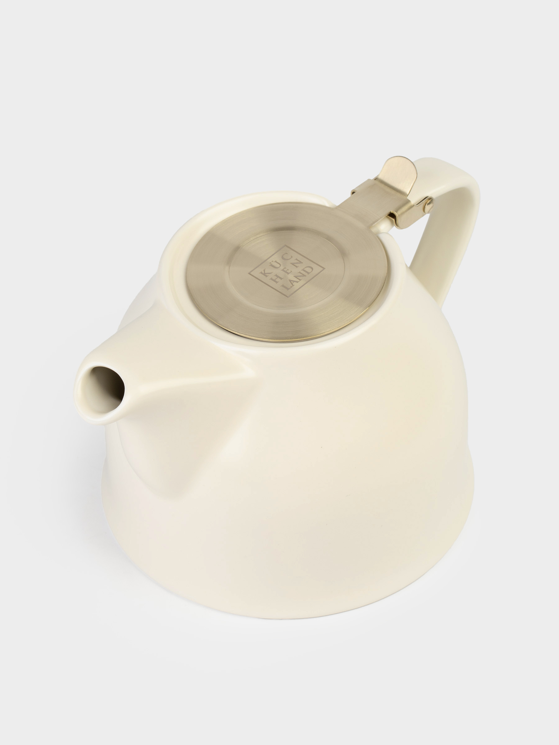 Шай демдейтін шәйнек, 1 л, керамика/болат, сүт түстес-алтын, Kettle ceramo, image-2