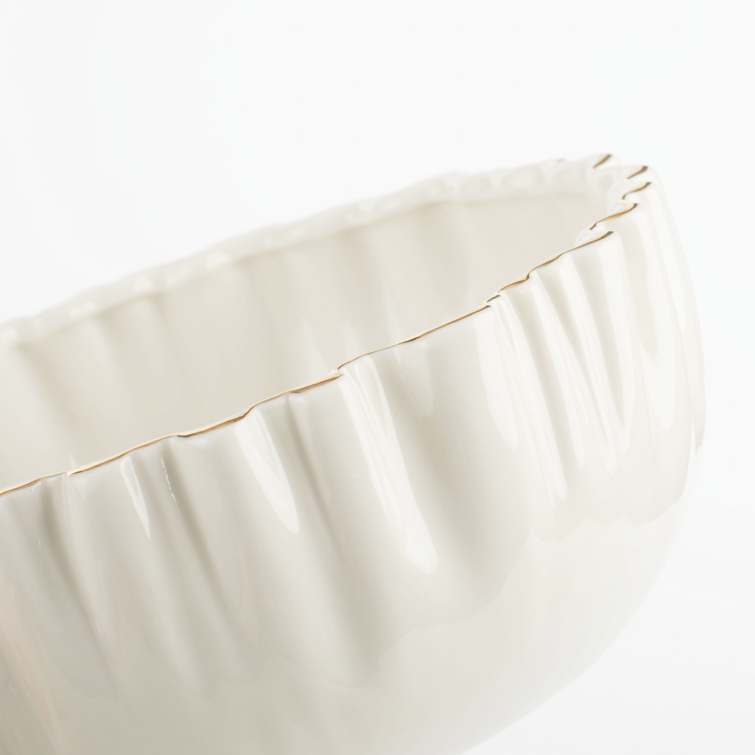 Салатник, 20х8 см, 1,3 л, фарфор P, с золотистым кантом, Мятый эффект, Crumple gold, image-5
