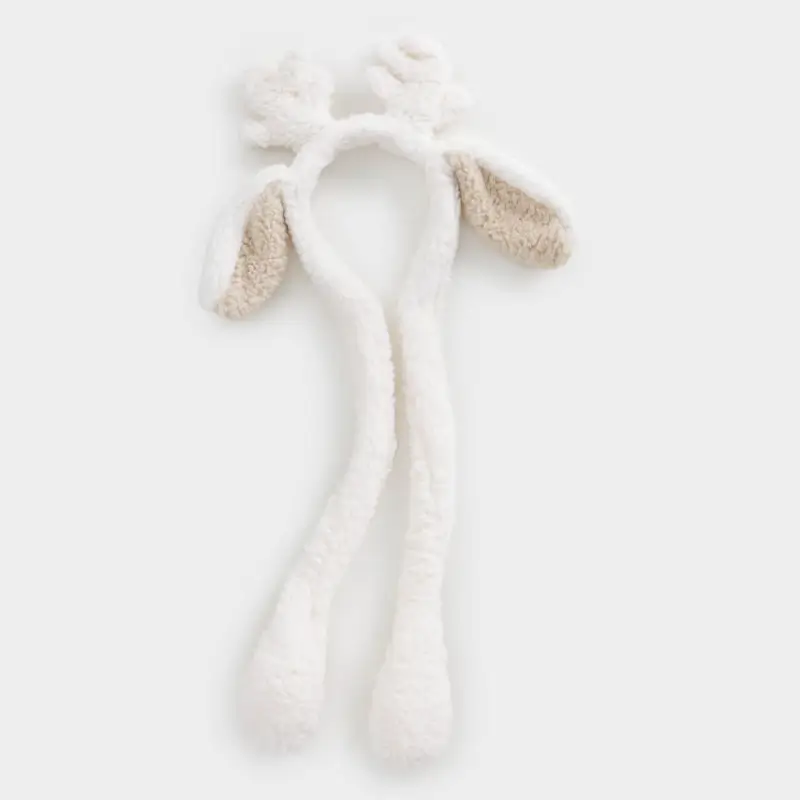 Ободок декоративный, 13х20 см, с поднимающимися ушками, букле, бежевый, Deer toy