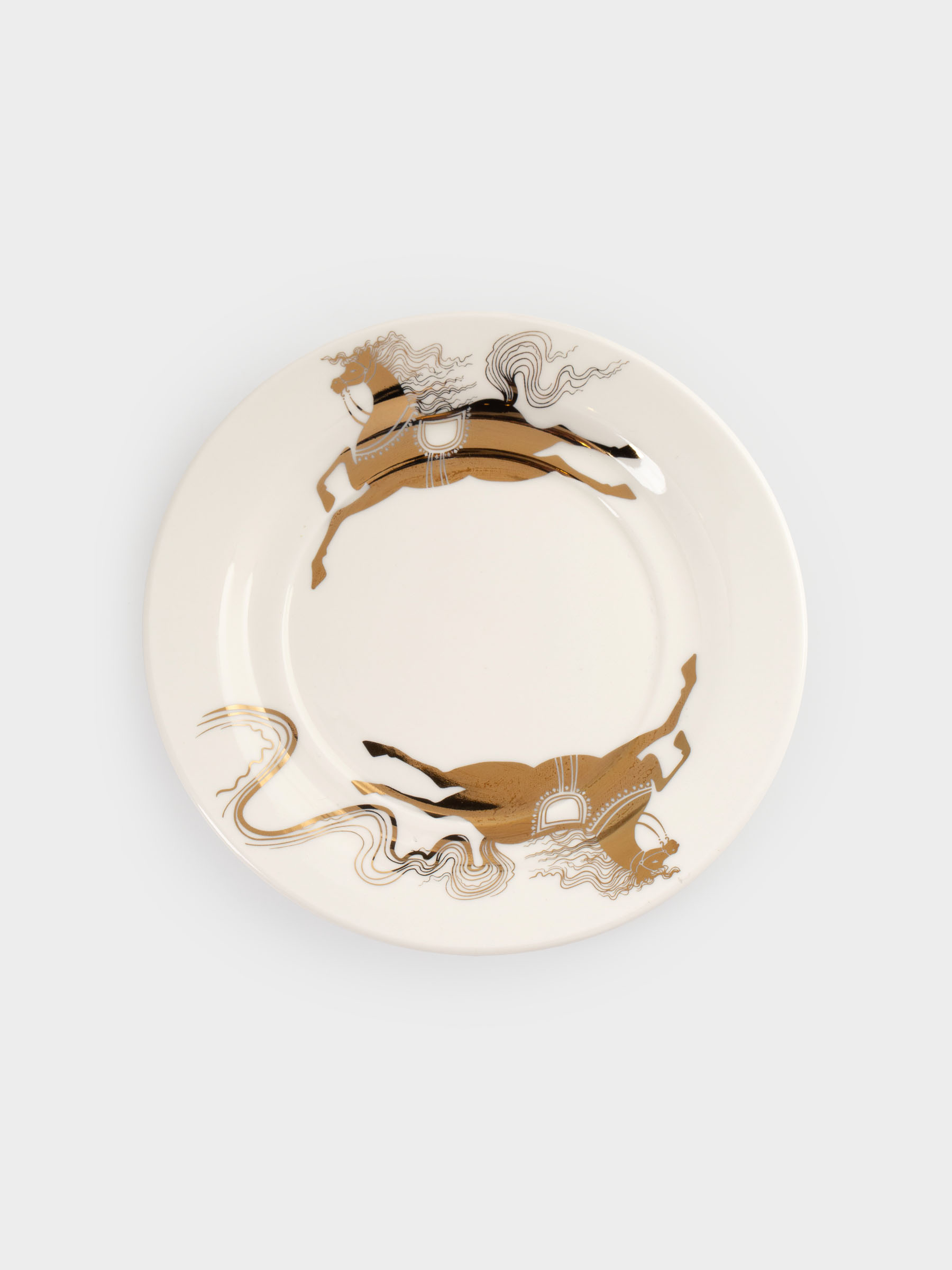 Шай жұбы, 1 адам, 2 зат, 220 мл, фарфор N, ақ-алтын, Жылқы, Horse gold, image-4