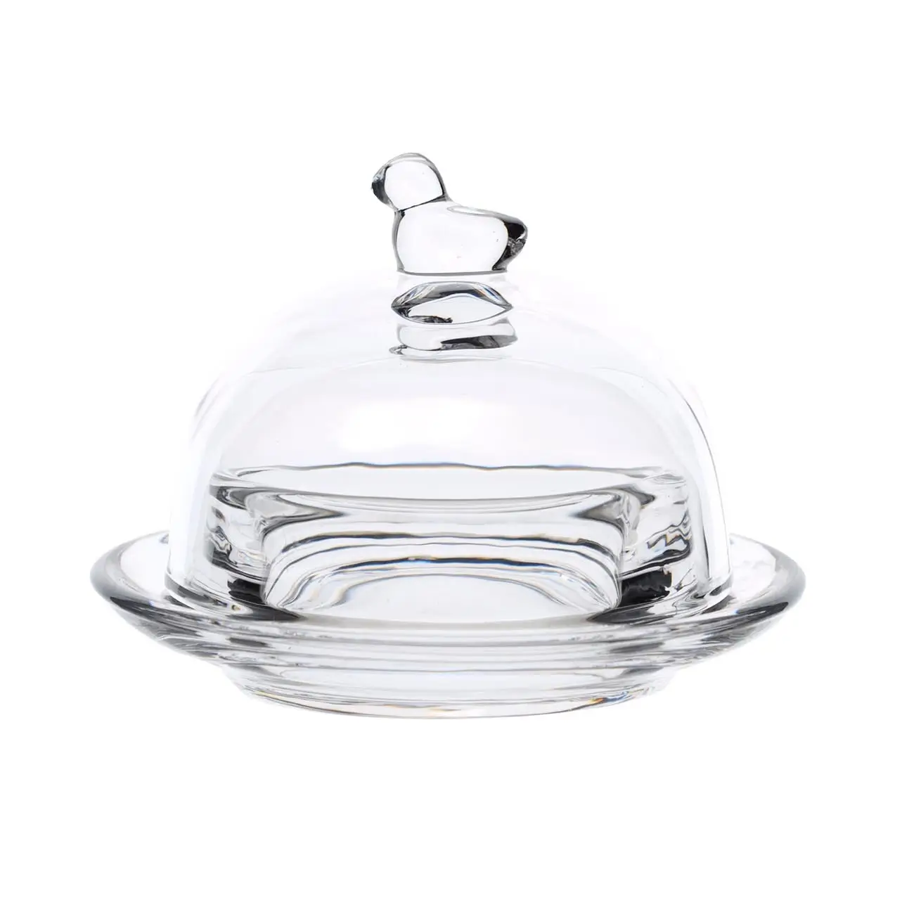 Икорница, 9 см, с крышкой, стекло, Птичка, Clear, image-0