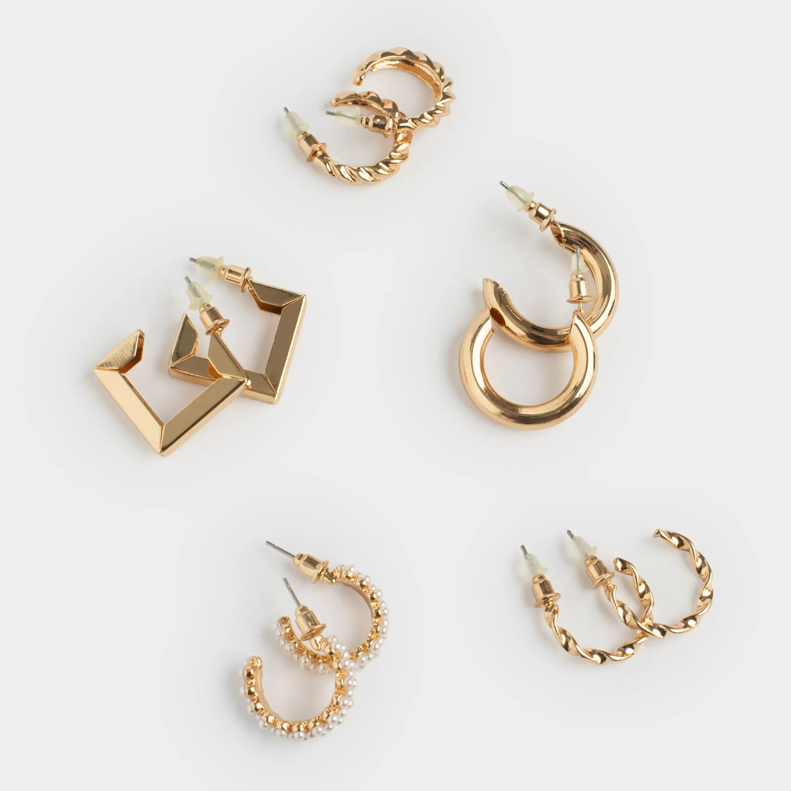 Пуссет сырғалары, 5 дана, металл, алтын, Jewelry