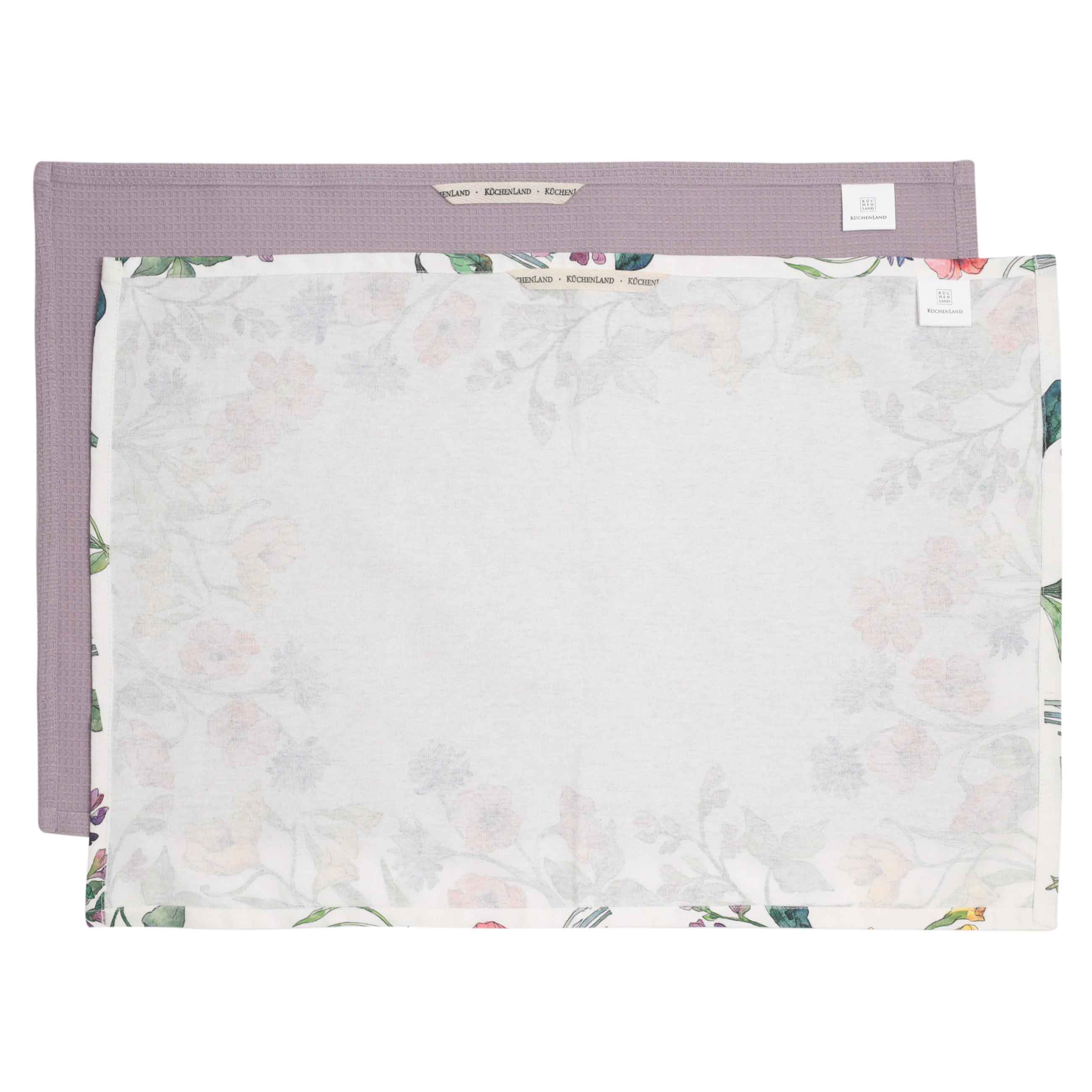 Полотенце кухонное, 40х60 см, 2 шт, хлопок, белое/лиловое, Цветы, Bloome изображение № 7