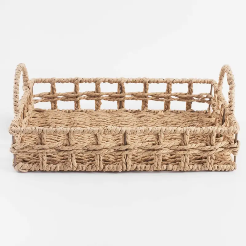 Поднос, 29х20 см, плетеный, с ручками, целлюлоза, прямоугольный, Braided ,image-0
