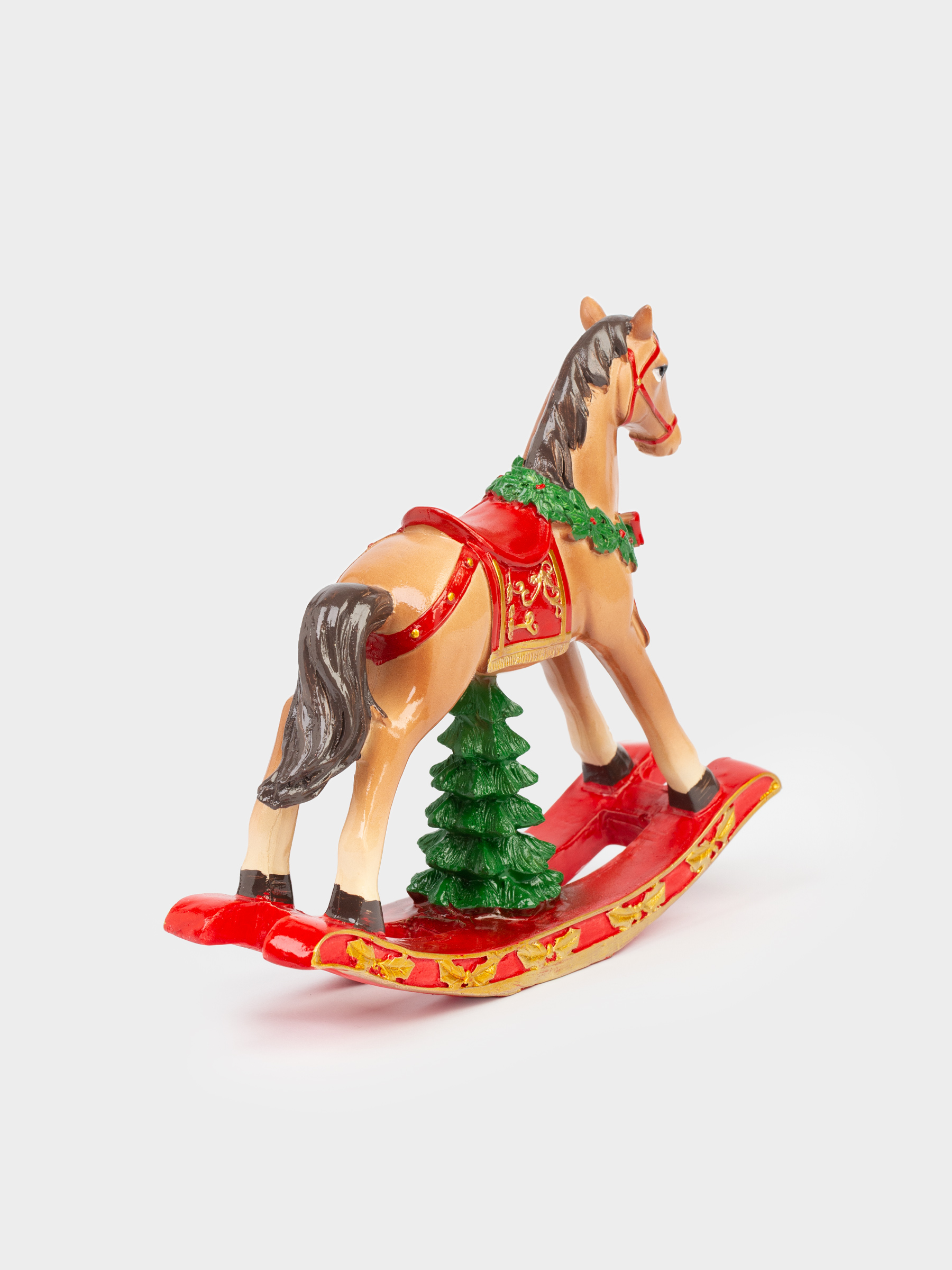 Мүсінше, 15 см, полирезин, қоңыр, Тербелетін ат, Horse christmas, image-3