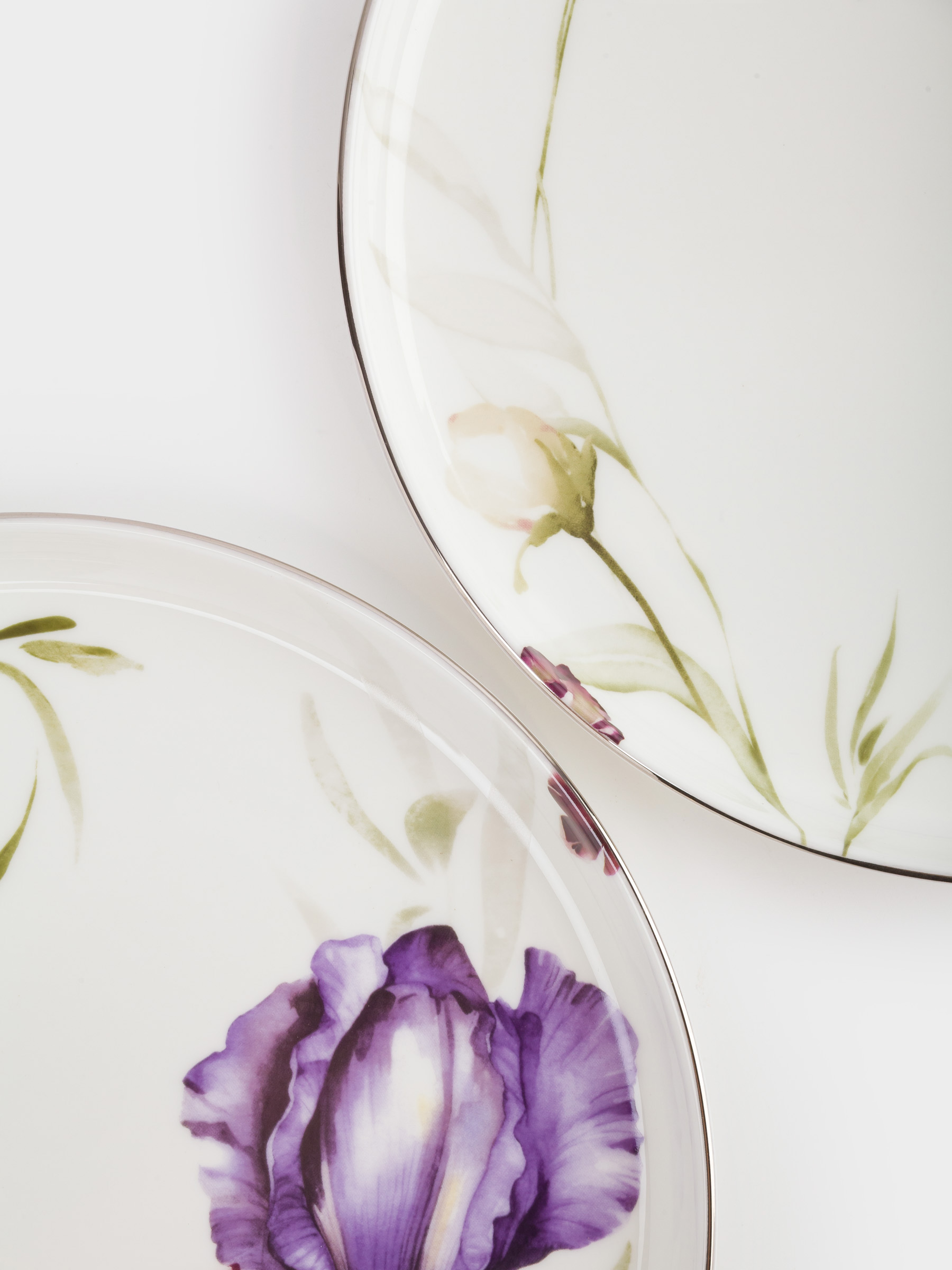 Тарелка закусочная, 24 см, 2 шт, фарфор F, с серебристым кантом, Ирис, Antarctica Flowers, image-6