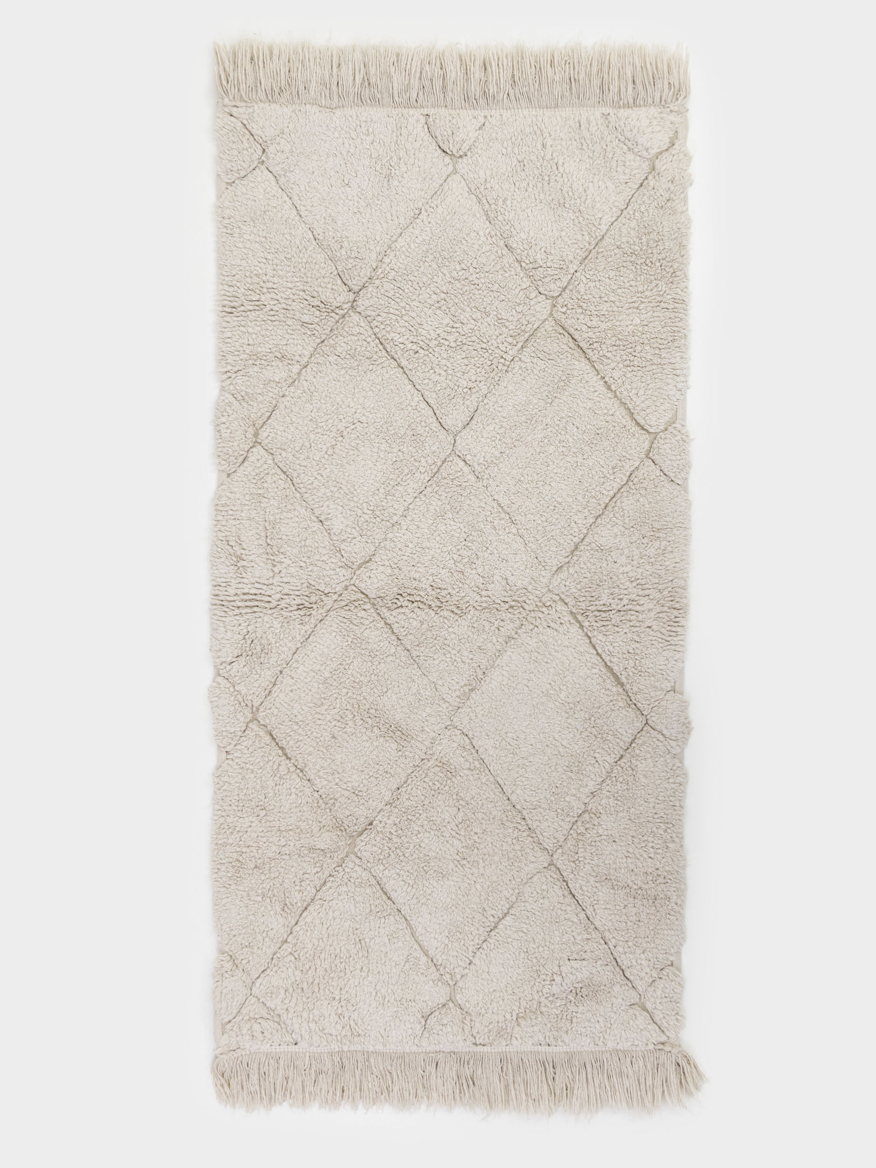 Кілем, 60x120 см, жиегі бар, мақта, бежевый, Гауһар, ромб, image-1