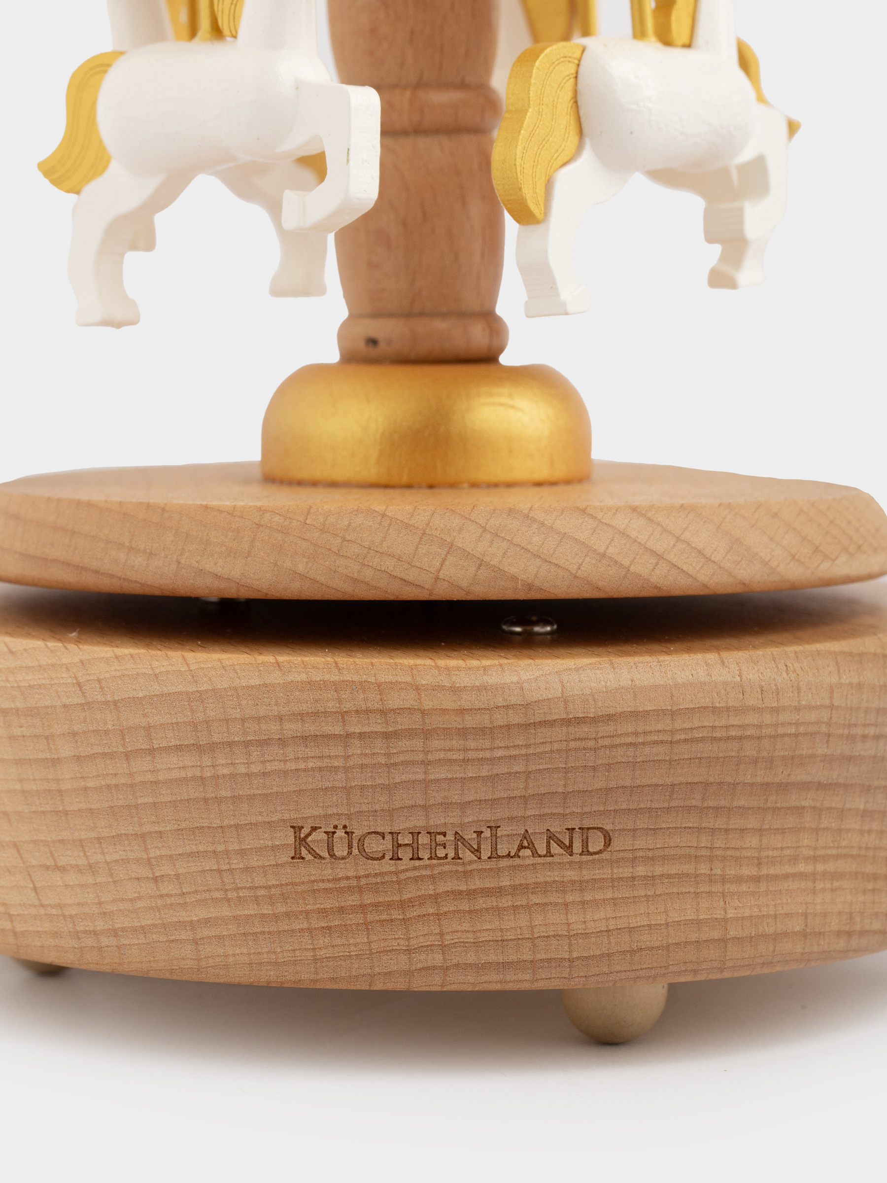 Статуэтка музыкальная, 17 см, заводная, дерево/МДФ, Карусель с лошадками, Music wood, image-3