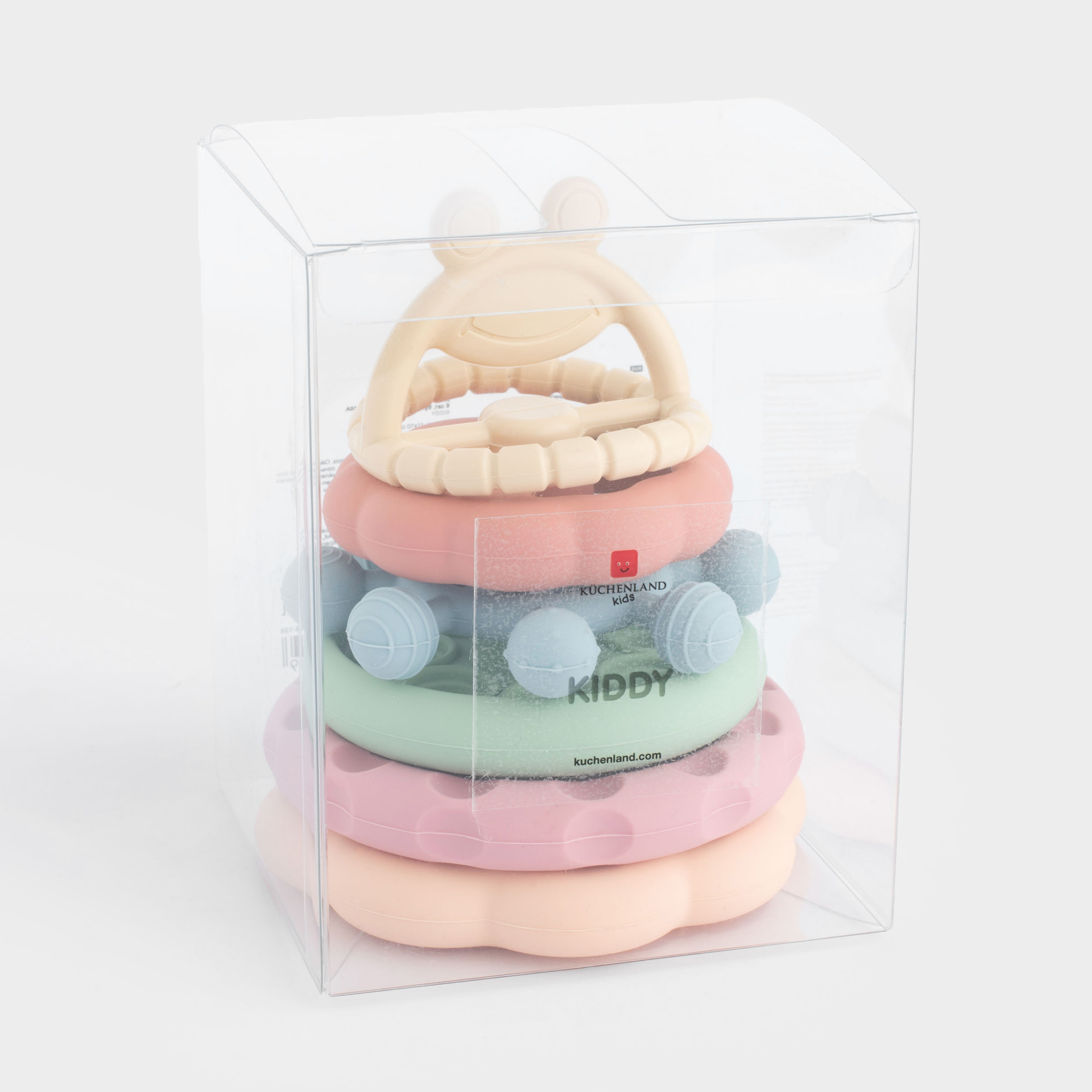 Игрушка развивающая, 11 см, 6 пр, силикон, цветная, Пирамидка фигурная, Kiddy, image-4