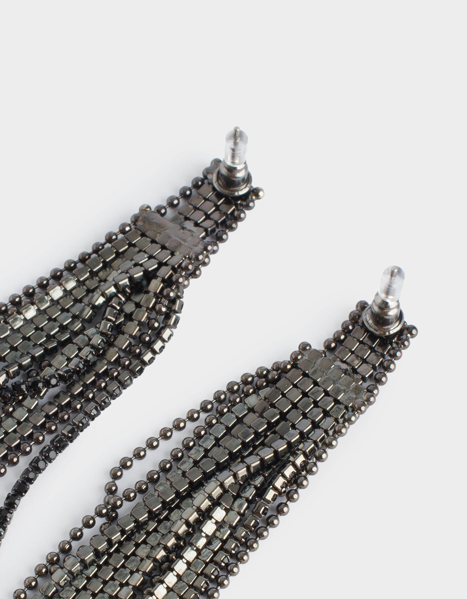 Серьги-пусеты, 10 см, 2 шт, металл, черные, Цепи, Jewelry black, image-2