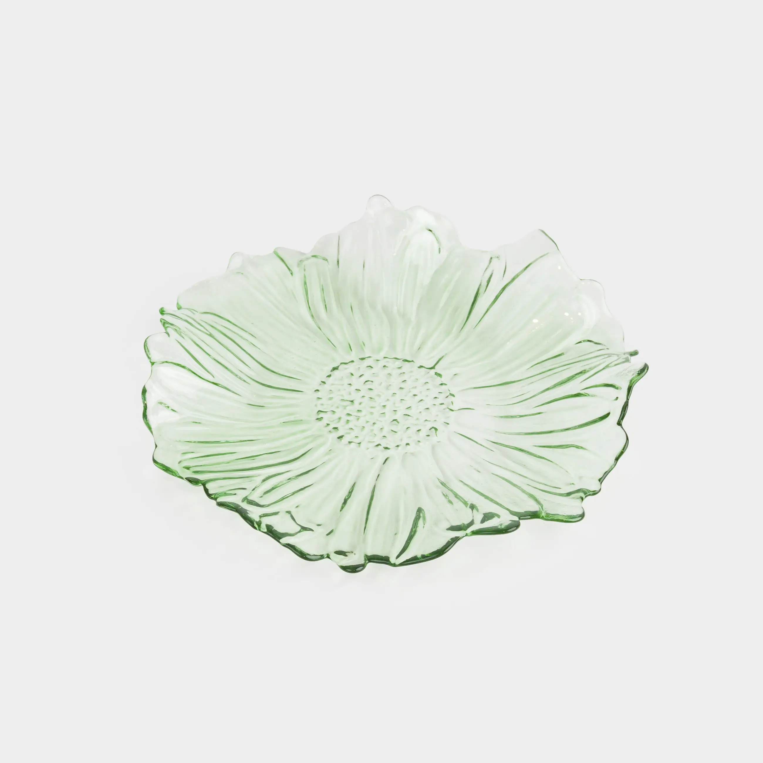 Блюдо, 20 см, стекло Р, зеленое, Цветок, Fleur color, image-0
