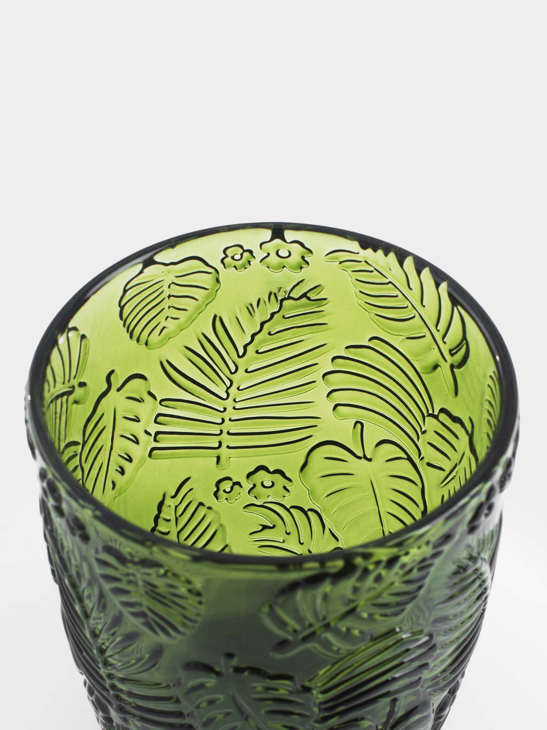 Стакан, 10 см, 300 мл, стекло Р, зеленый, Монстера, Tropical leaves, image-3