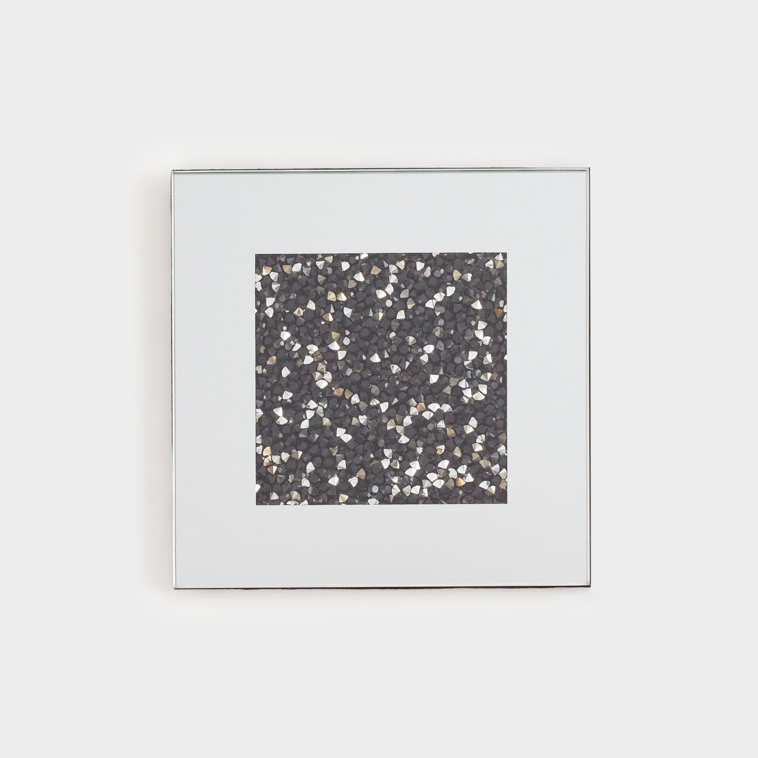 Саптыаяқ тұғыры, 10 см, шыны, шаршы, айна, Қара кристалдар, Glossy crystal, image-1