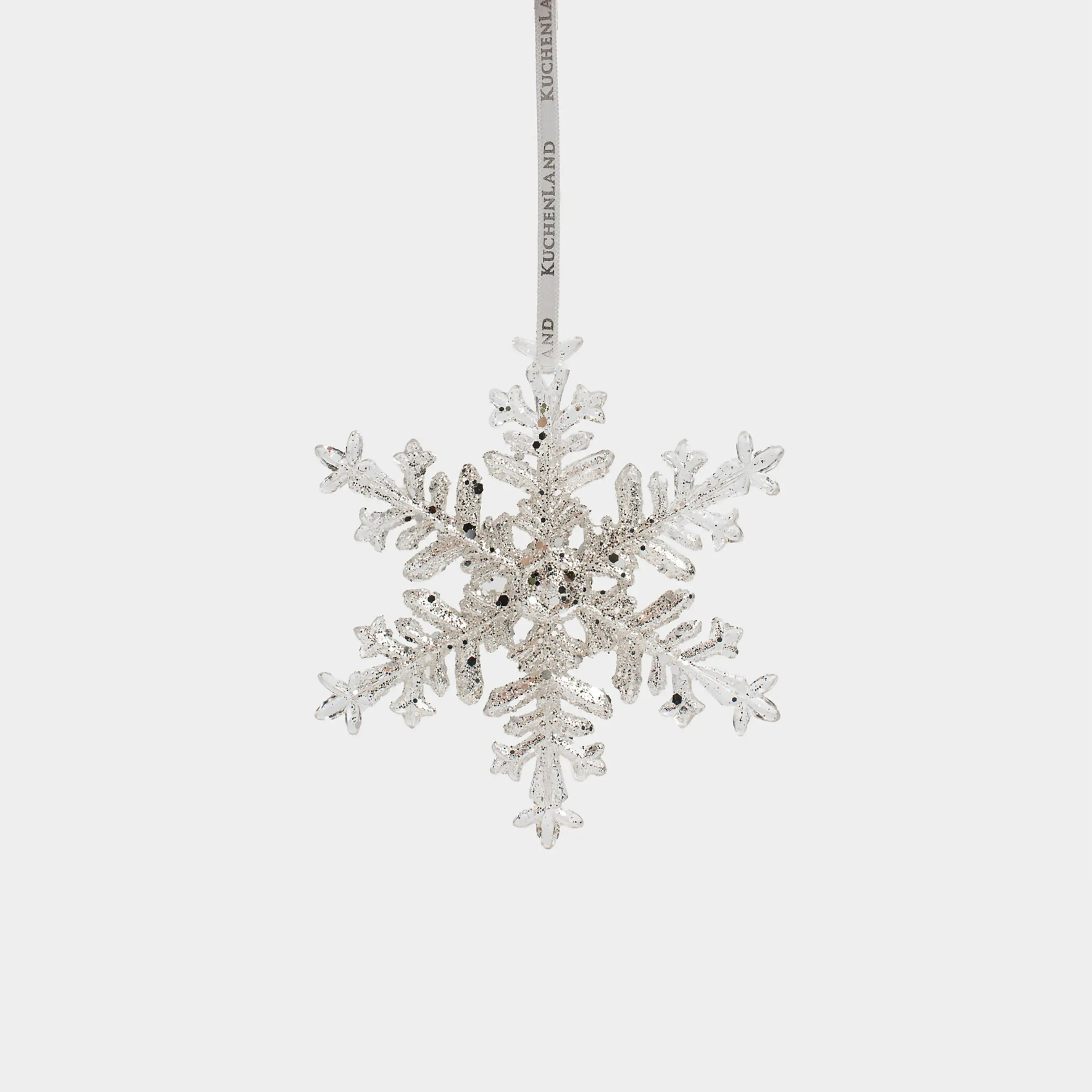 Игрушка елочная, 8 см, акрил, с блестками, серебристая, Снежинка, Figure sparkle