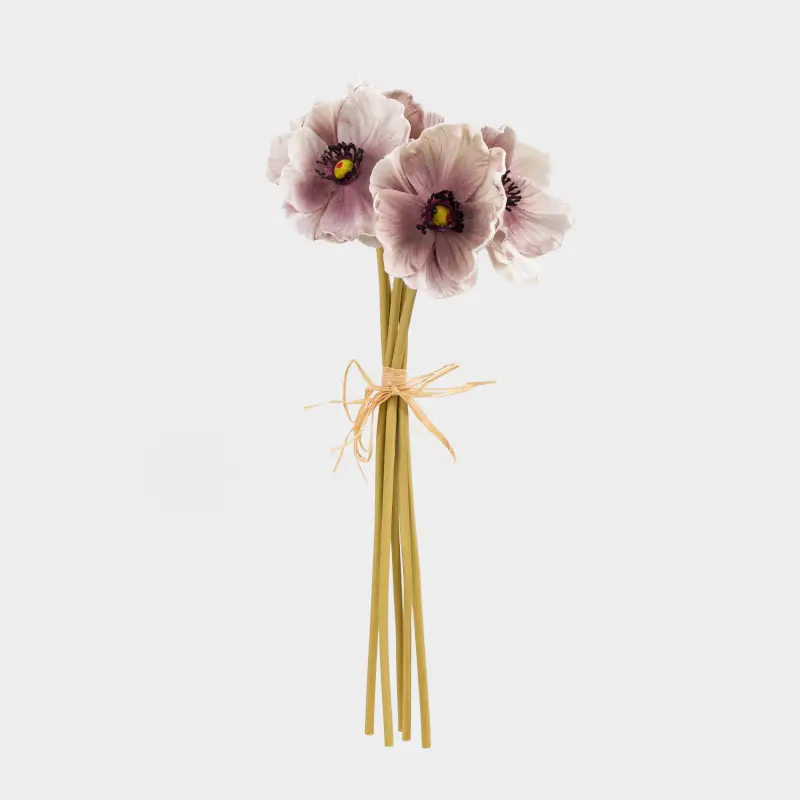 Букет искусственный, 34 см, полиуретан/металл, Бело-сиреневый мак, Flower garden ,image-0