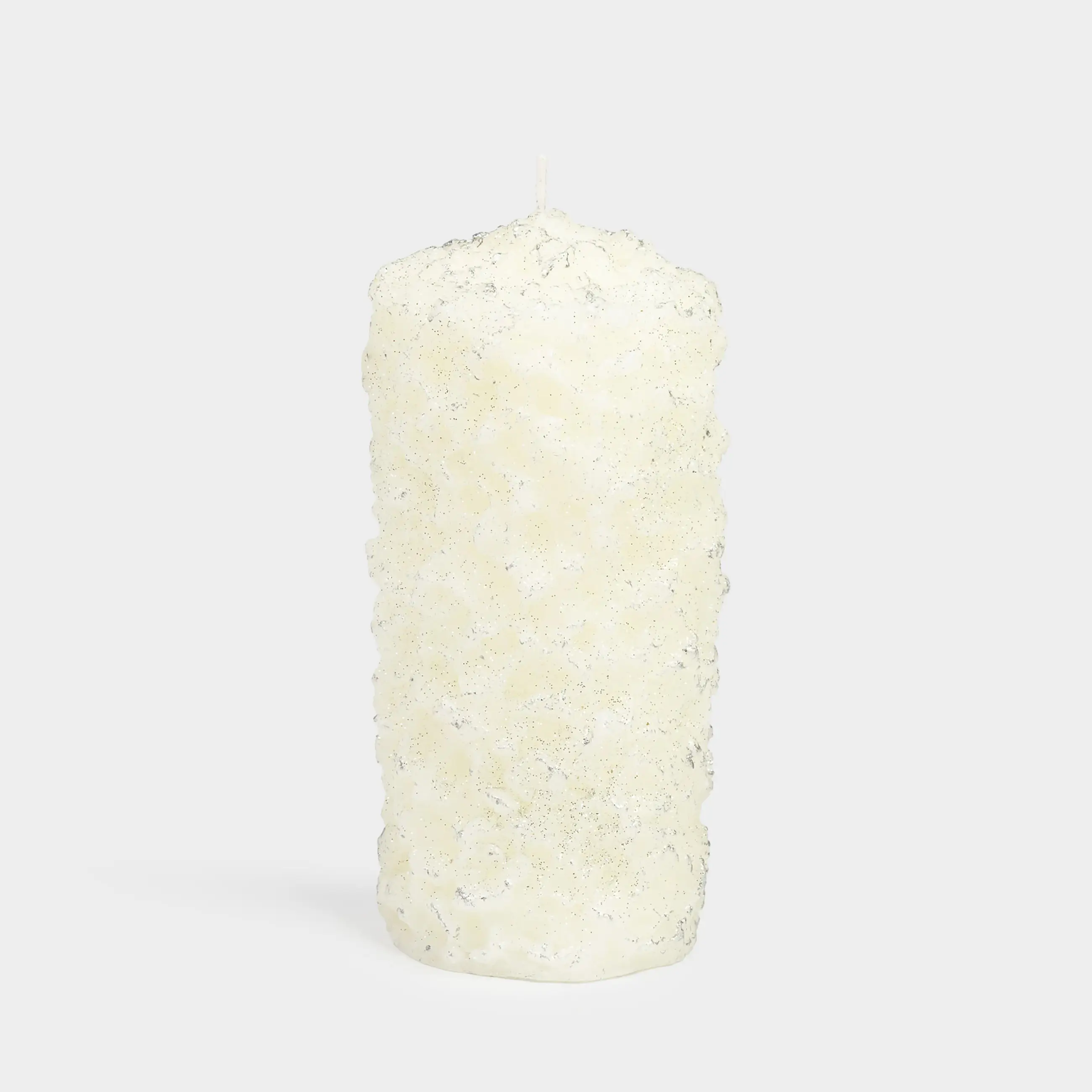 Шам, 8х16 см, сүт және күміс түстес, Қатқан қар, Snowy candle