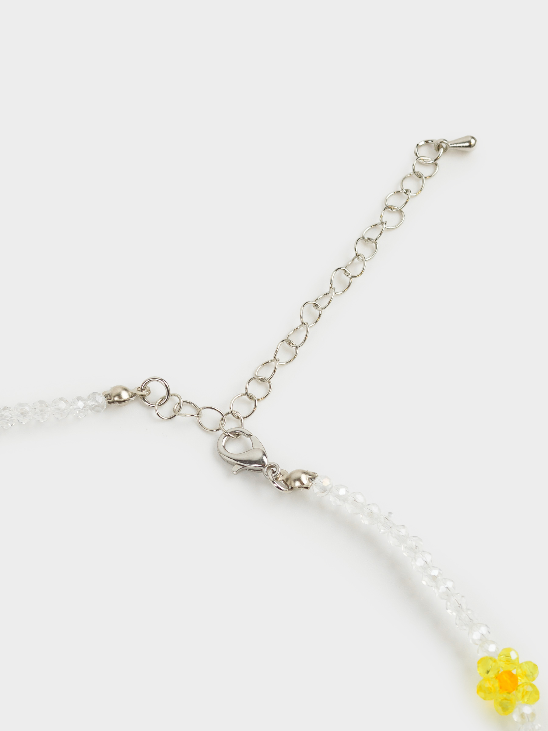 Цепочка, 49 см, стекло/металл, цветная, Ромашки и бусины, Pearl color, image-1
