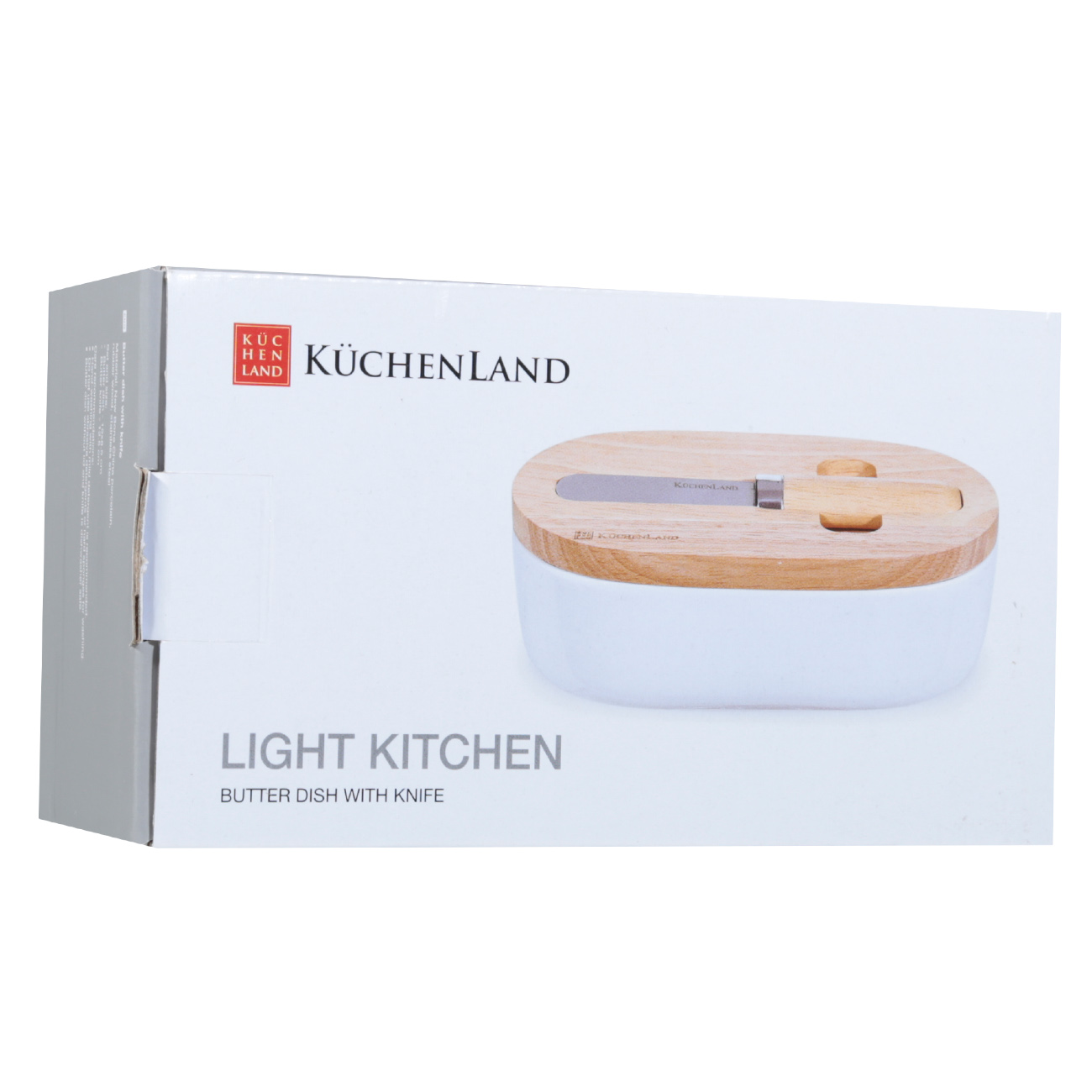 Масленка, 15 см, с ножом, фарфор N/дерево, овальная, Light kitchen, image-4