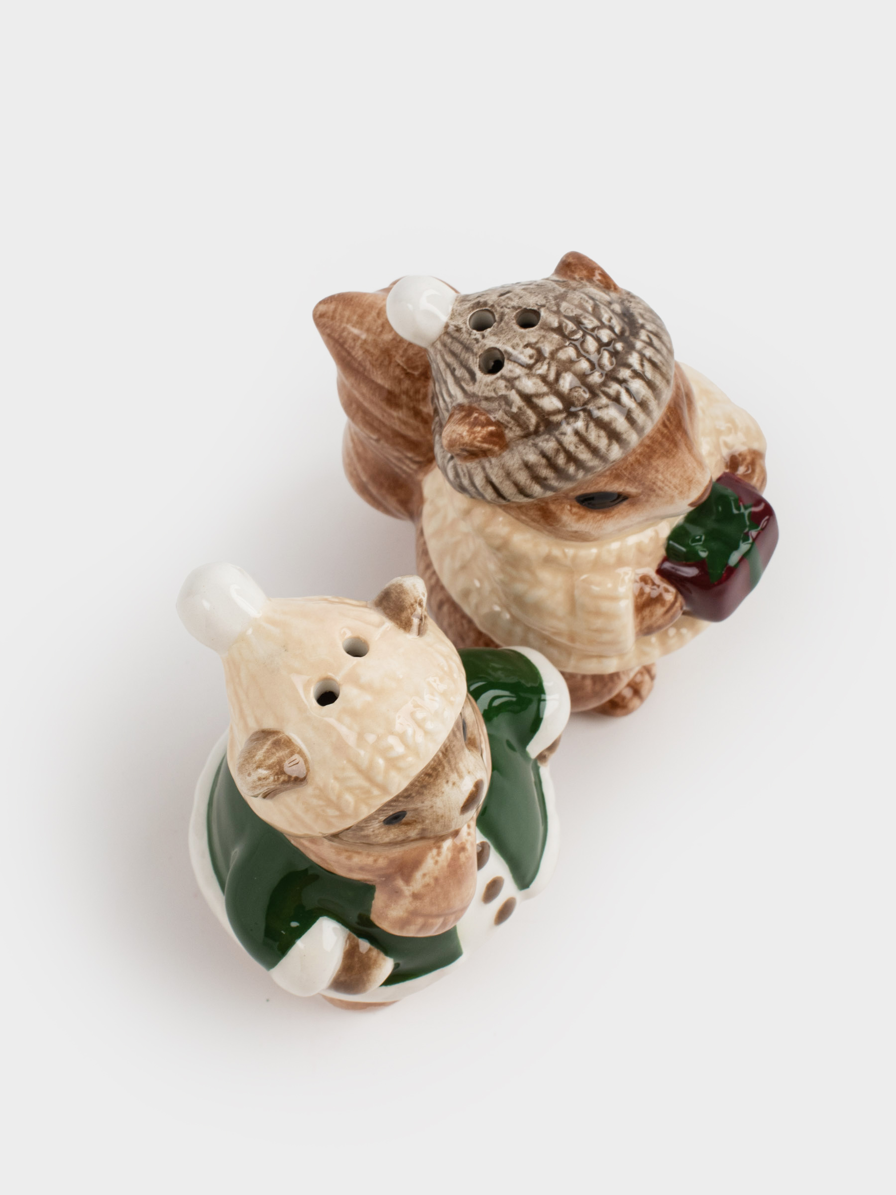 Тұз және бұрыш жинағы, 8 см, керамика, тиін және аю, Christmas animals, image-2