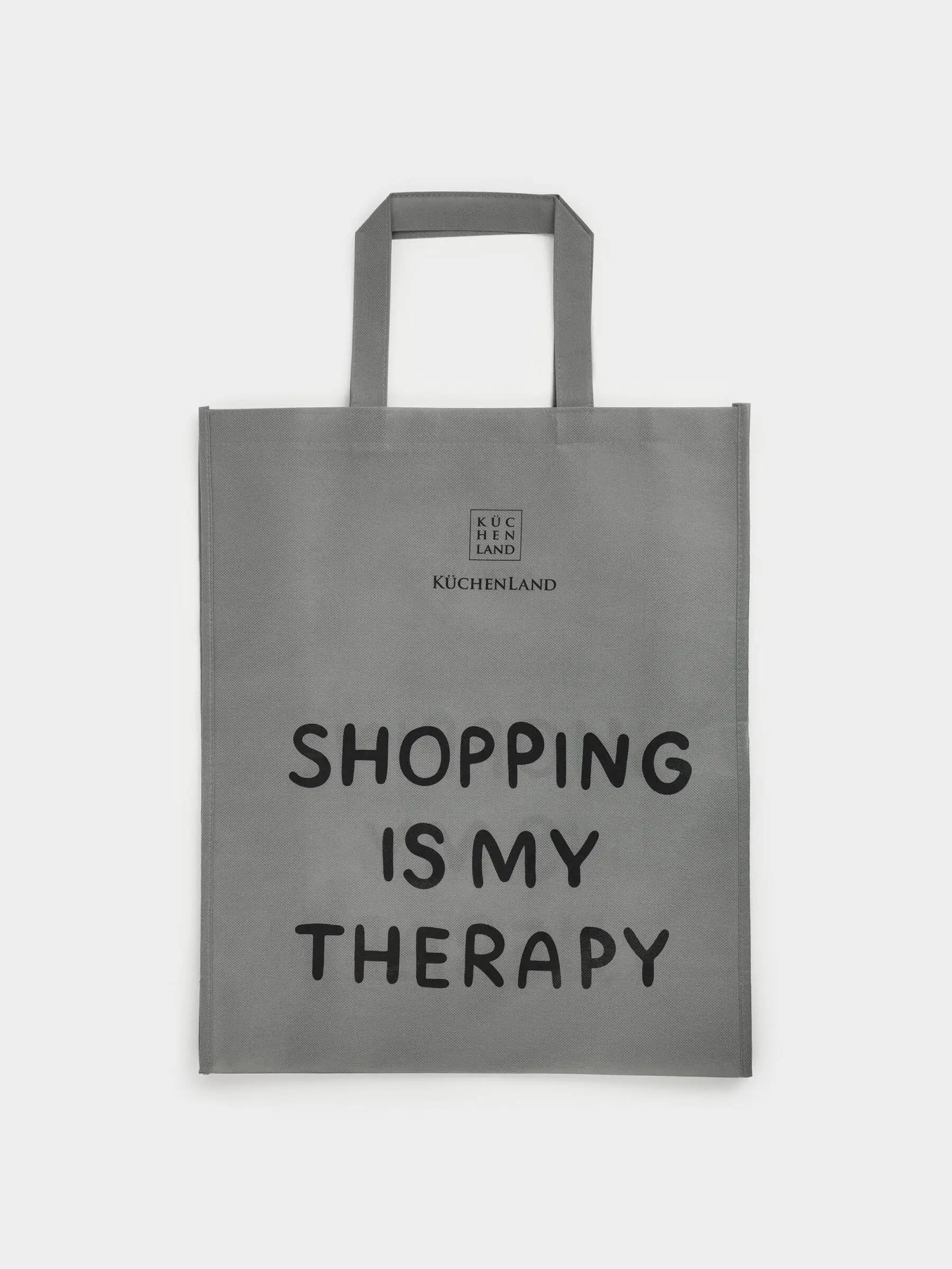 Шоппер сөмкесі, 34х30 см, полипропилен, сұр, Дизайн, Shopping font