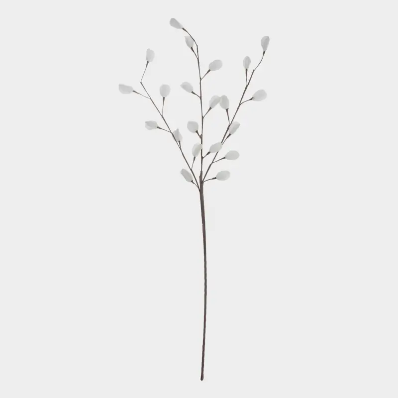 Ветка декоративная, 1 м, пенопласт/металл, Белые листья, Flower garden ,image-0