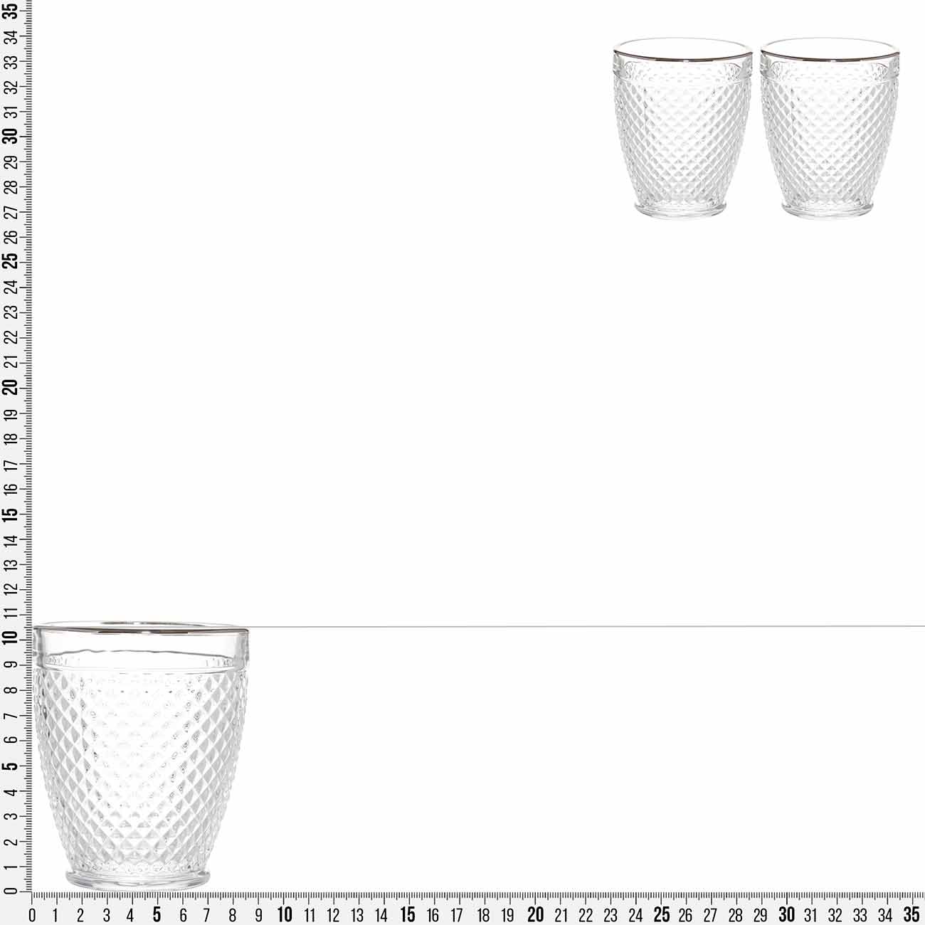 Виски бокалы, 10 см, 300 мл, 2 дана, шыны Р, күміс жиектері бар, Verona silver, image-3