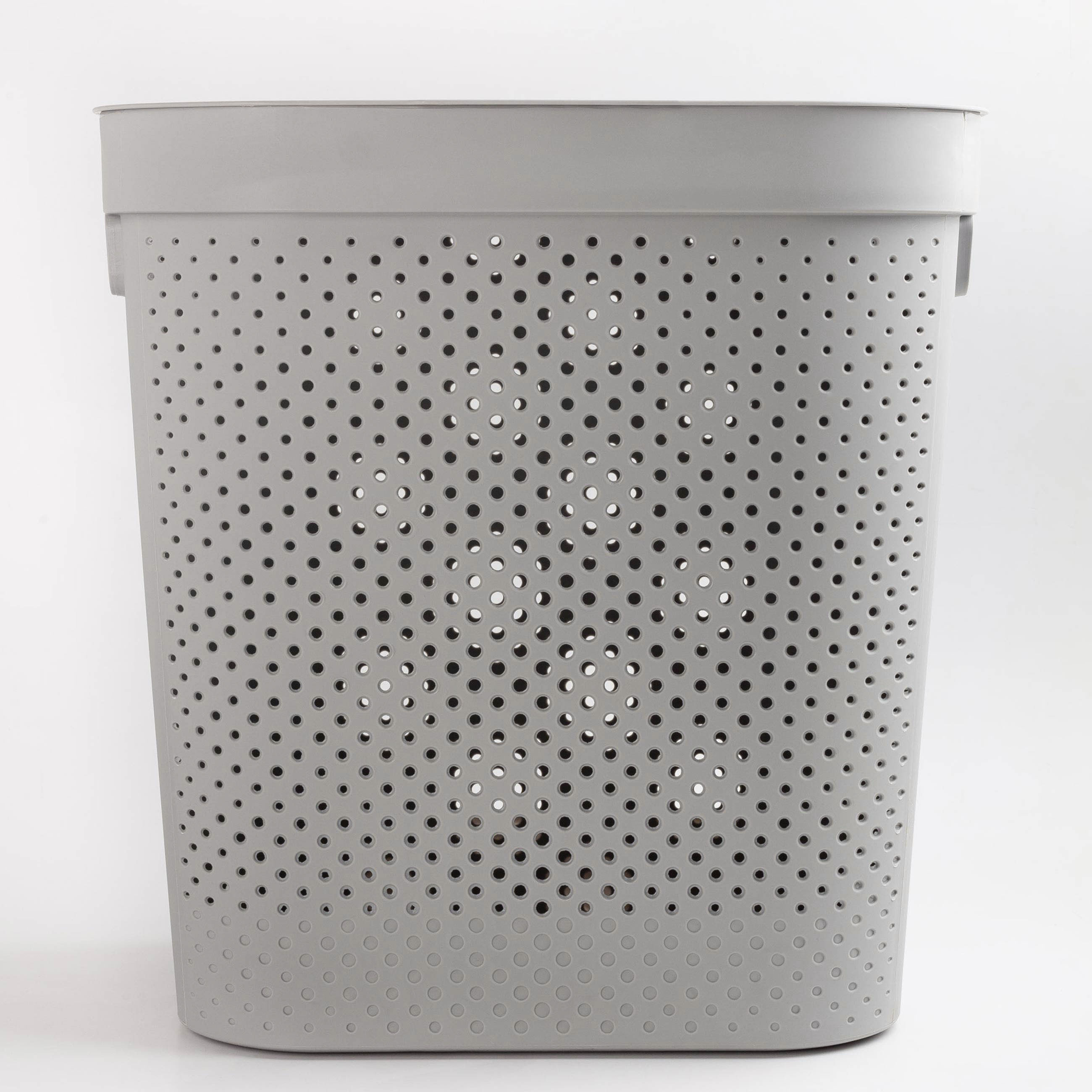 Корзина для белья, 44х35х45 см, пластик, прямоугольная, серая, Grating, image-1