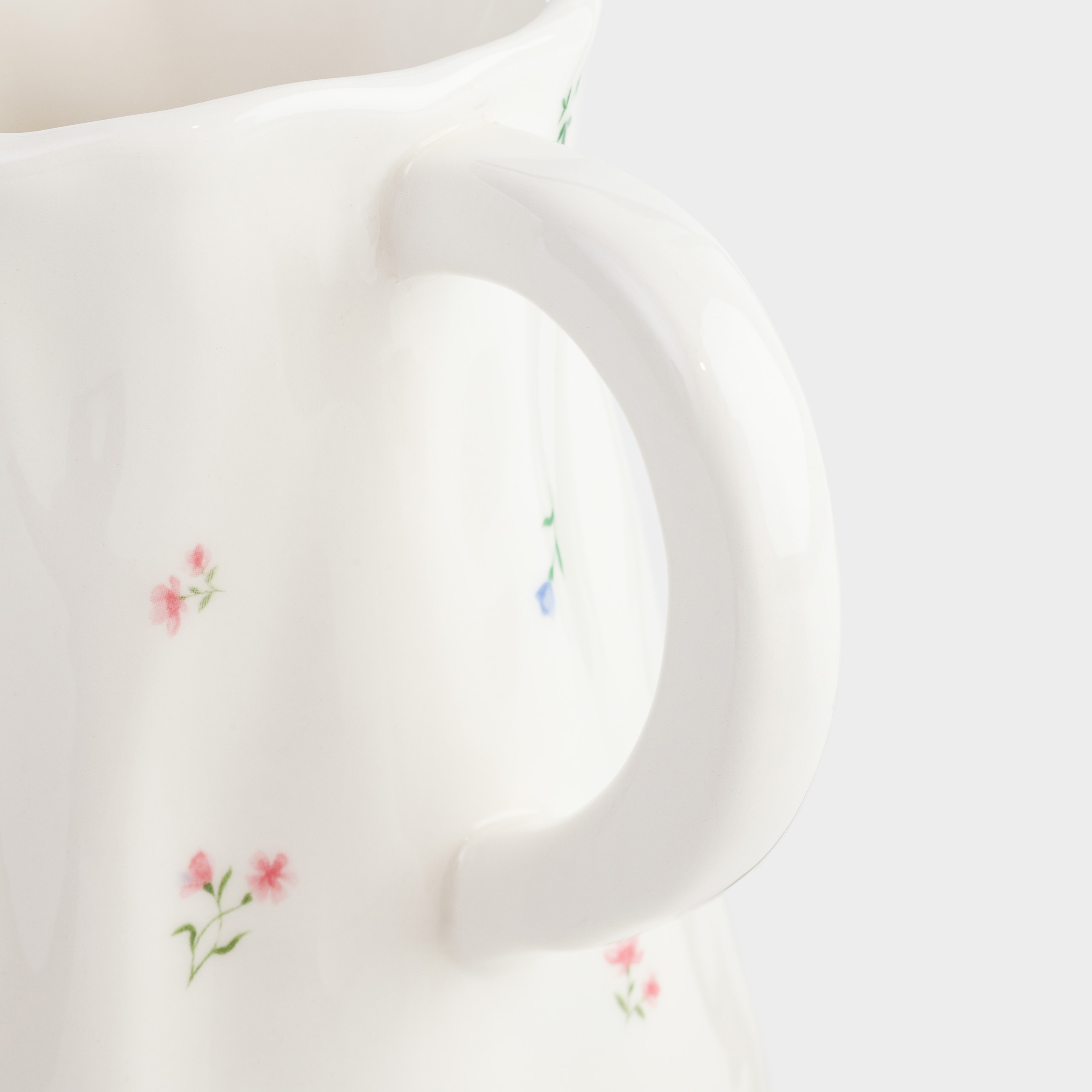 Кувшин, 1,6 л, керамика, молочный, Цветы, El flora, image-3