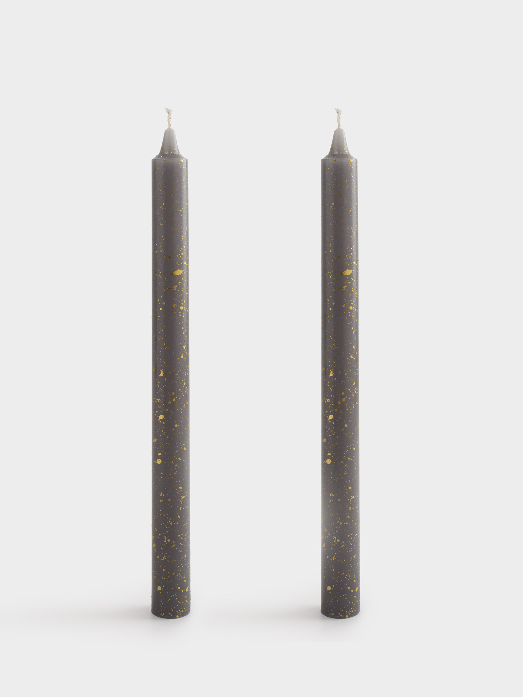 Шам, 25 см, 2 дана, жіңішке, сұр, алтын дақты, Sparkly candle, image-0