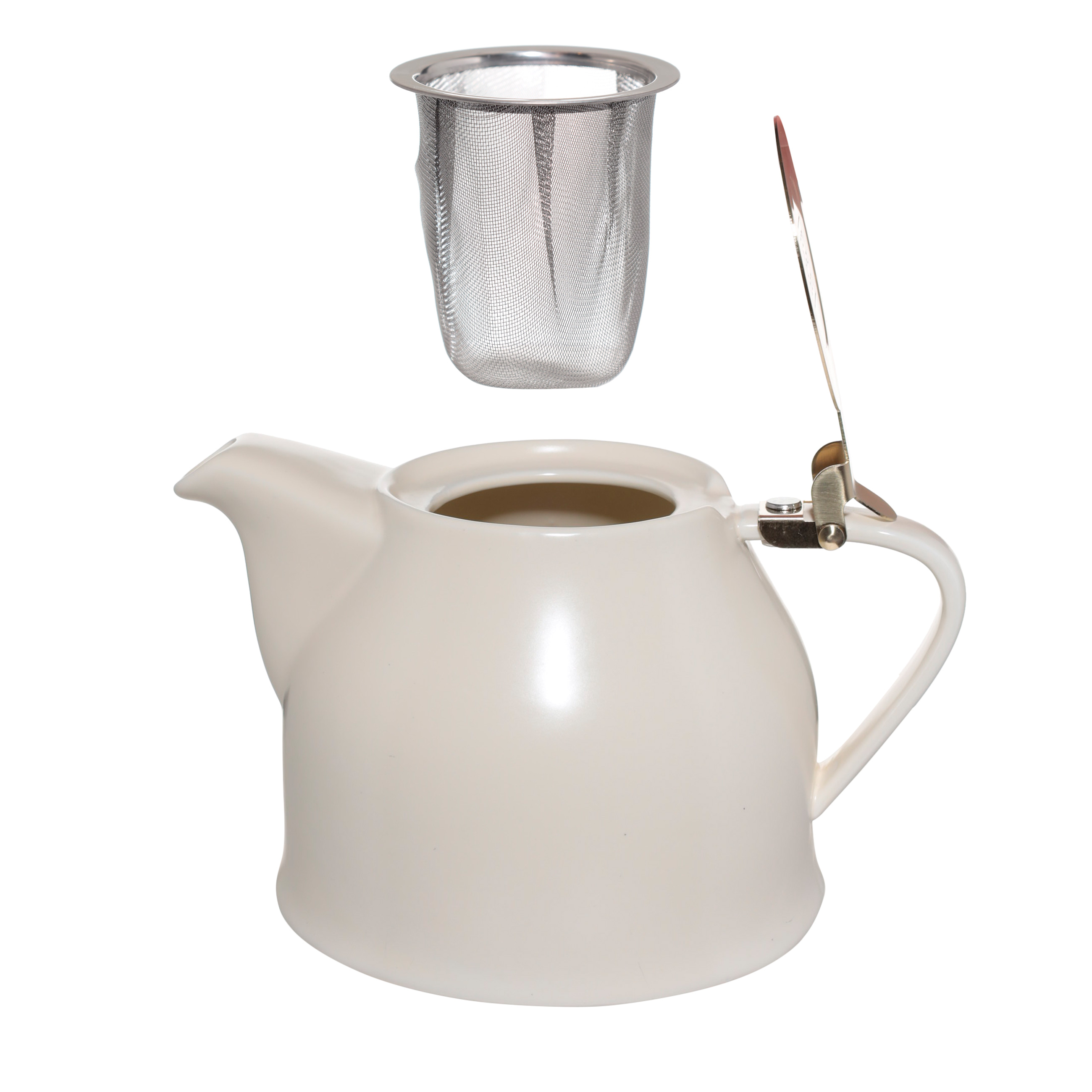 Шай демдейтін шәйнек, 1 л, керамика/болат, сүт түстес-алтын, Kettle ceramo, image-1