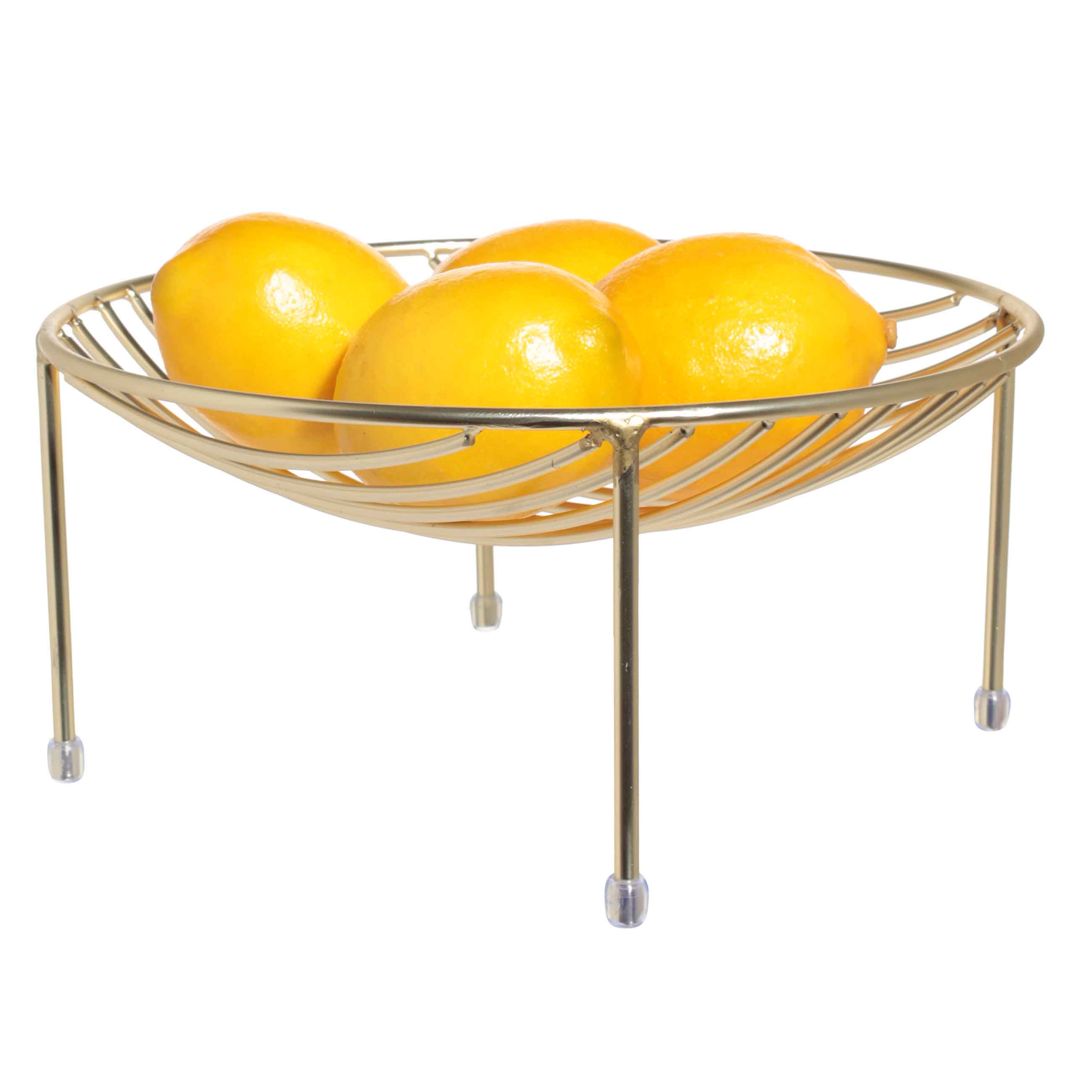Корзина для фруктов, 26 см, на ножках, металл, золотистая, Twist gold, image-3