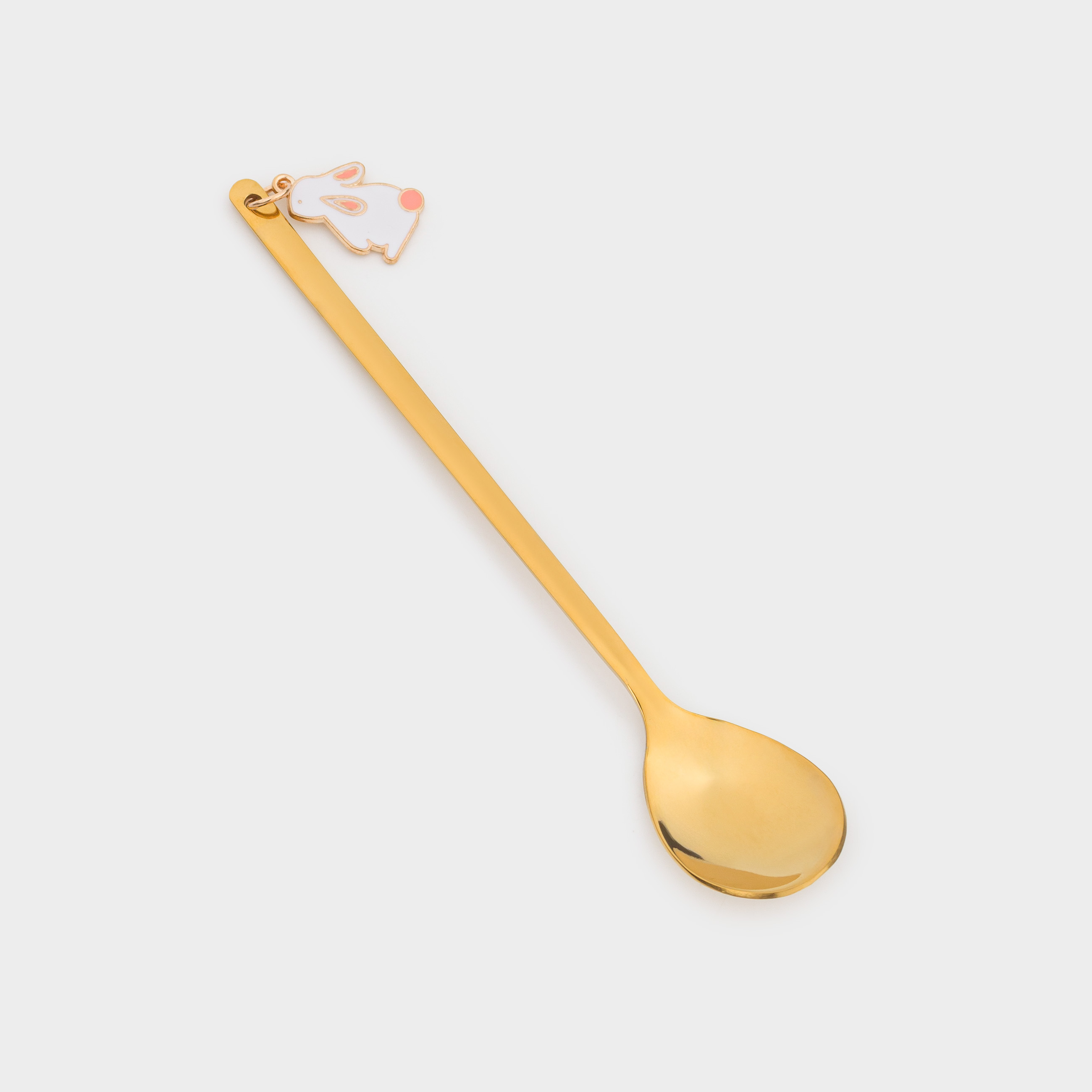 Ложка десертная, 14 см, сталь, золотистая, Белый кролик, Rabbit gold, image-2