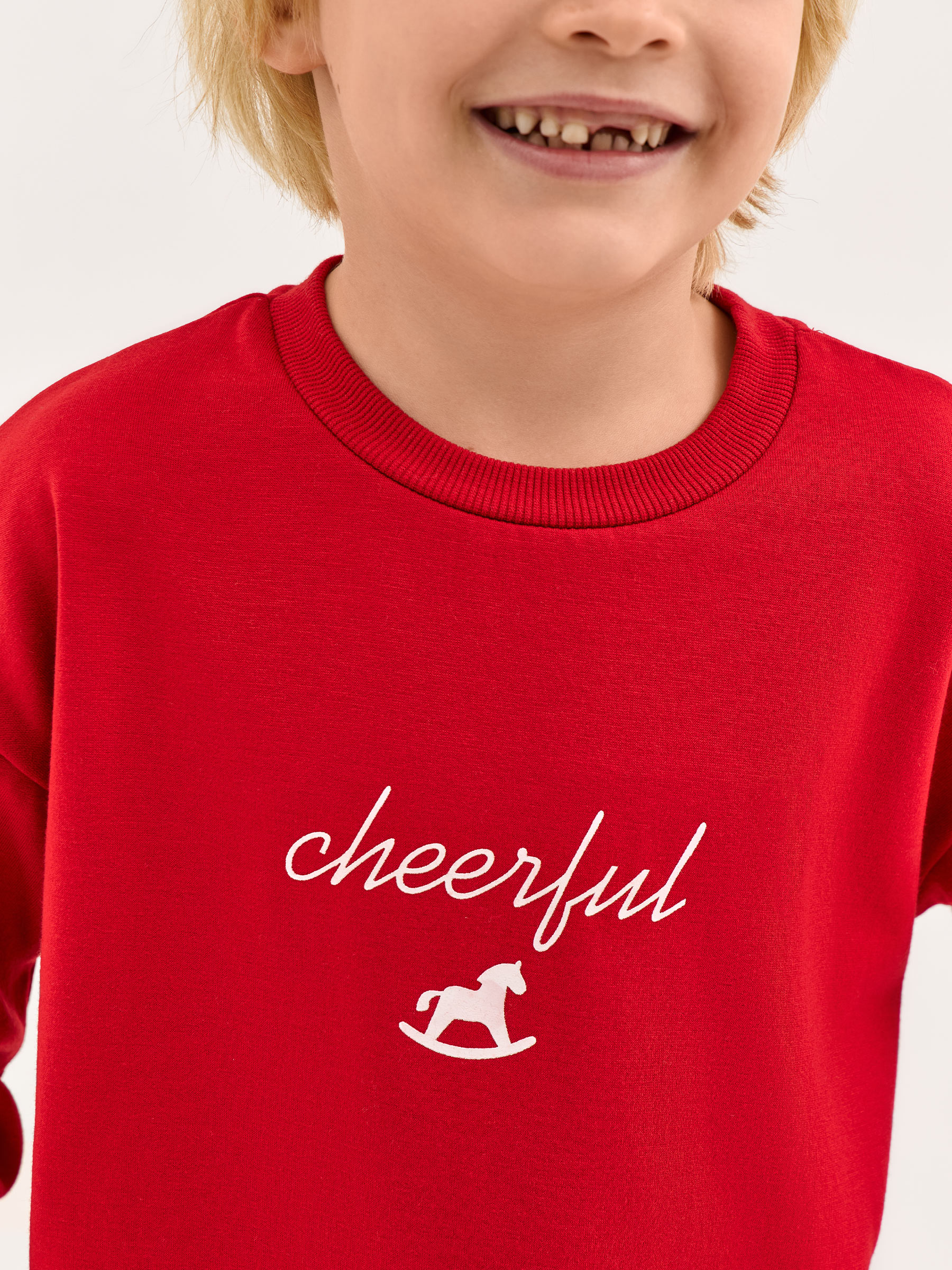 Комплект детский, домашний, р. 104 см, полиэстер/вискоза, красно-белый, Jodie-k, image-1