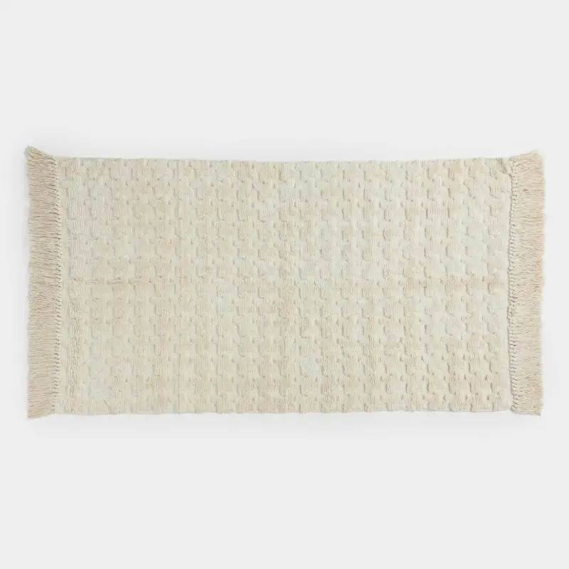 Коврик, 80х150 см, с бахромой, хлопок, песочный, Textured ,image-0