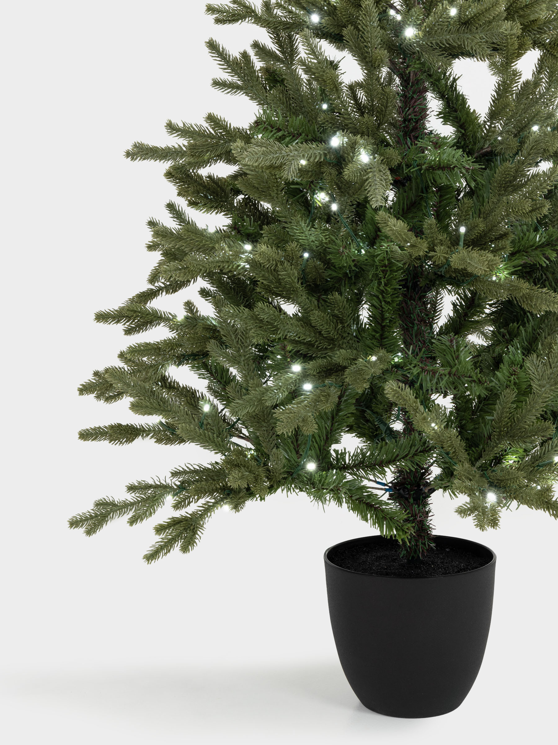 Жасанды шырша, 1,5 м, жарықтандырылған, құмырада, полиэтилен, Conifer decor, image-1