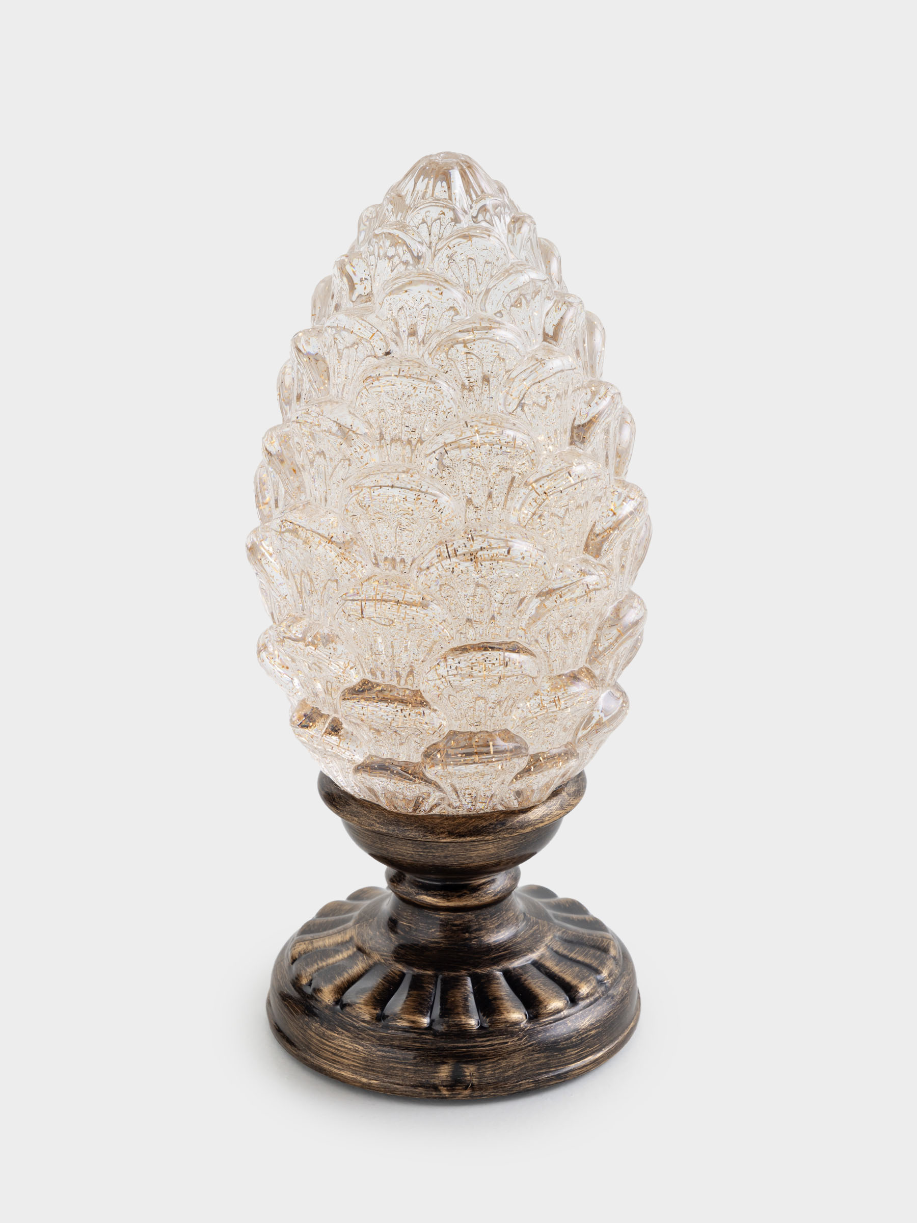 Қар шамы, 28 см, жарықтандырылған, акрил, қола, Шырша бүршігі, Bronze style, image-0