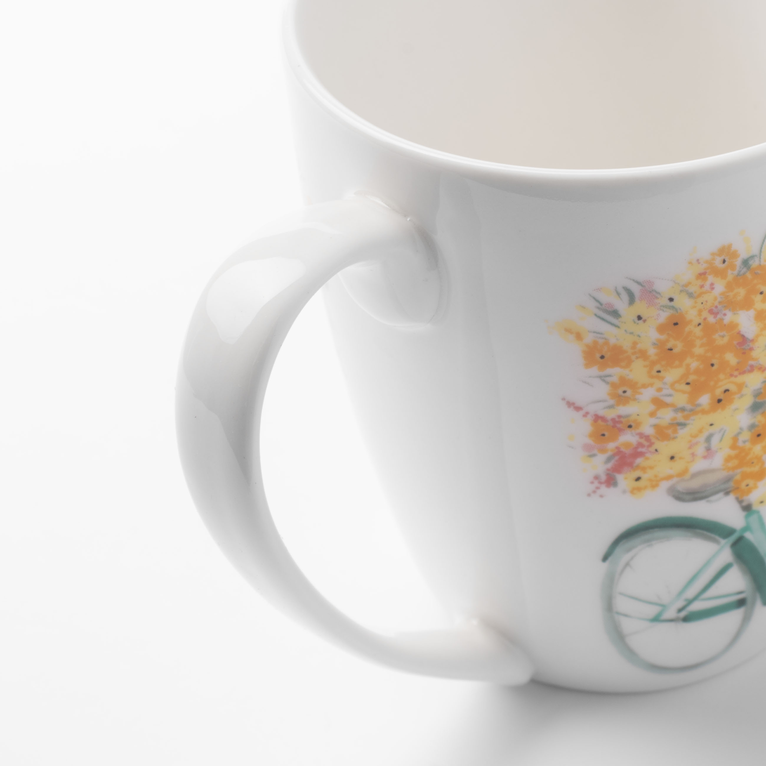 Кружка, 320 мл, фарфор N, белая, Велосипед с цветами, Secret garden изображение № 4