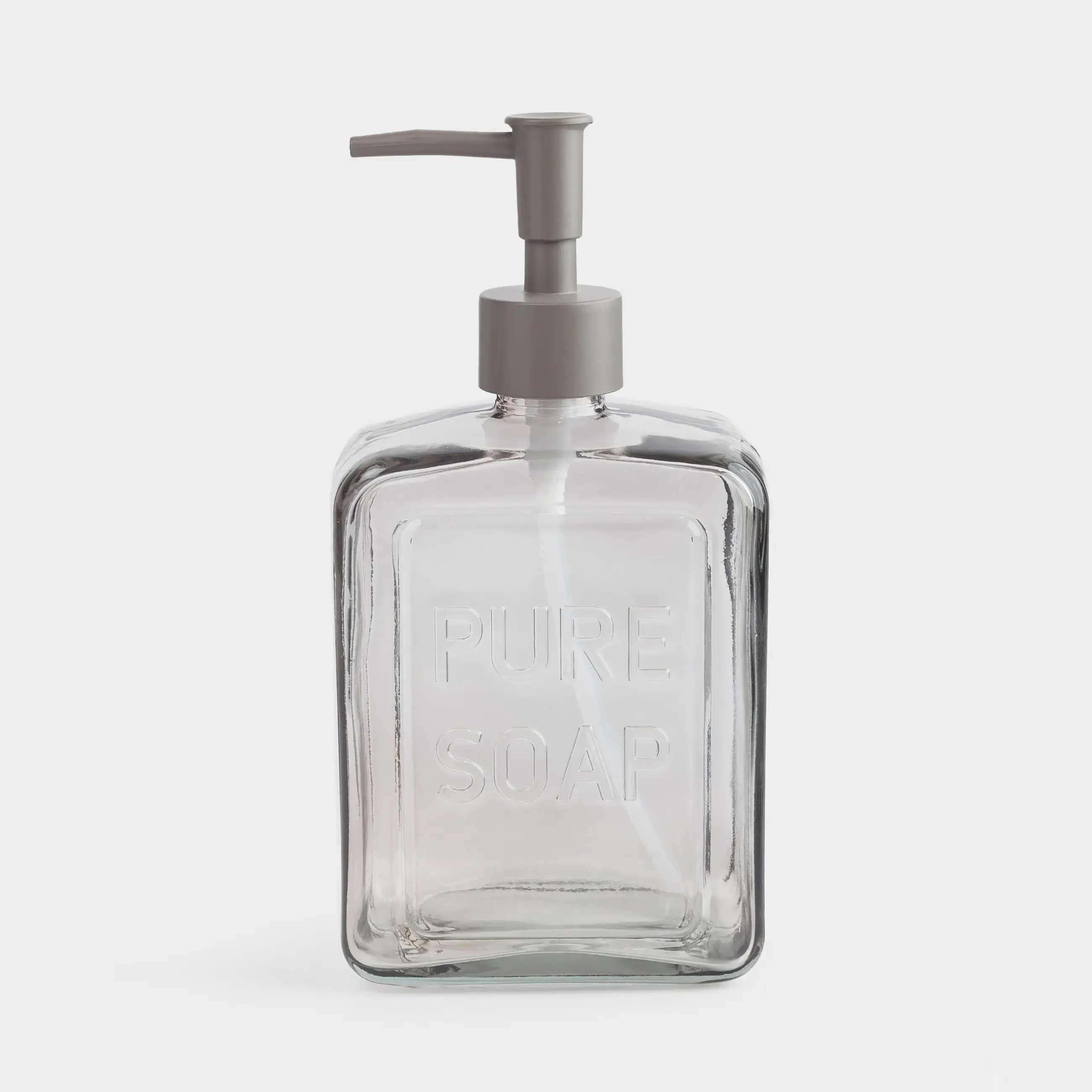 Сұйық сабын мөлшерлегіші, 570 мл, шыны/пластик, сұр-қоңыр, Pure soap, Title color