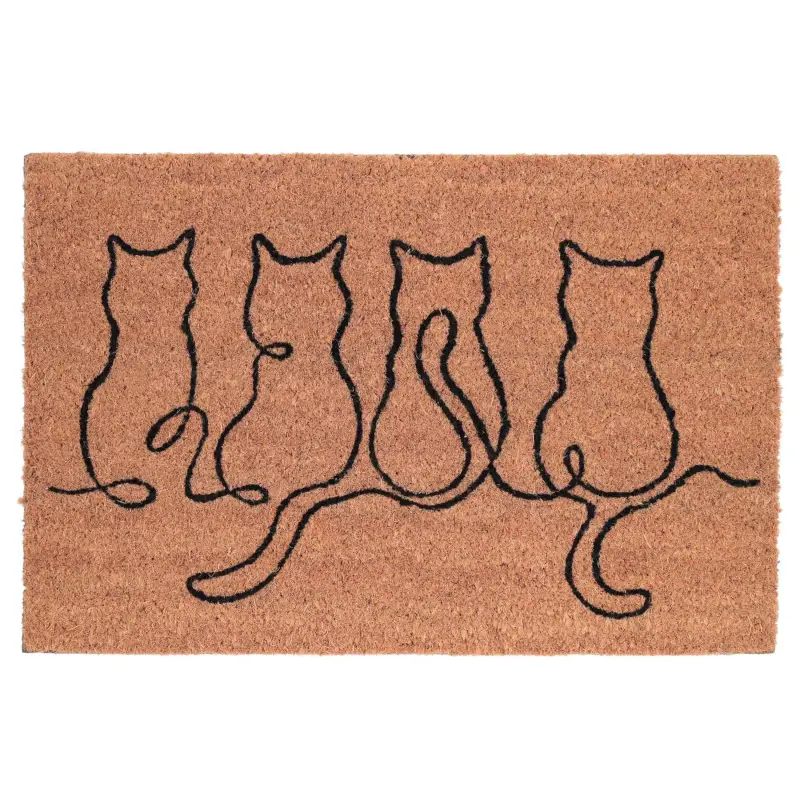 Коврик придверный, 40х60 см, кокос/ПВХ, коричневый, Коты, Cat ,image-0