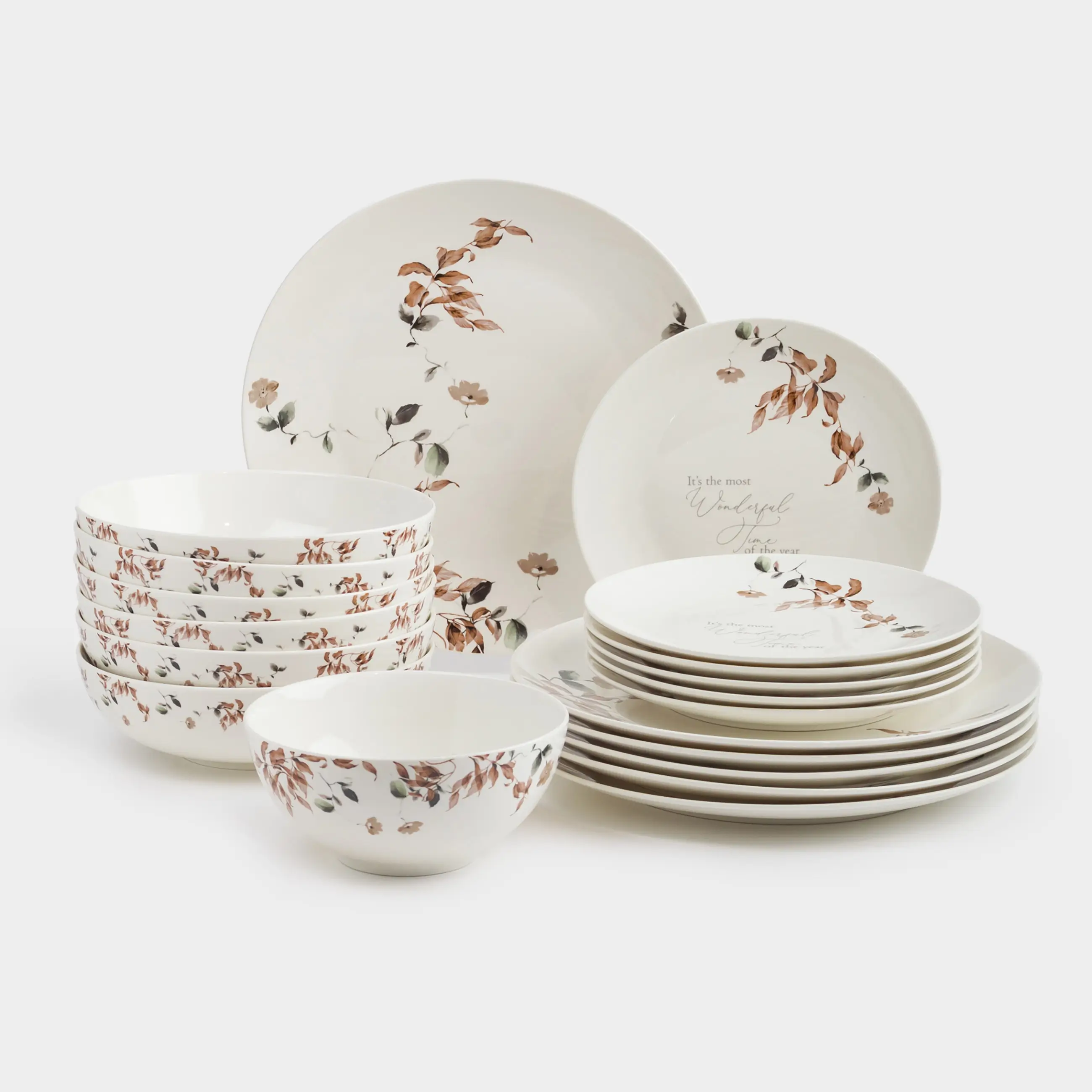 Ас сервизі, 6 адам, 19 зат, фарфор N, Күзгі гүлдер, Refined floral