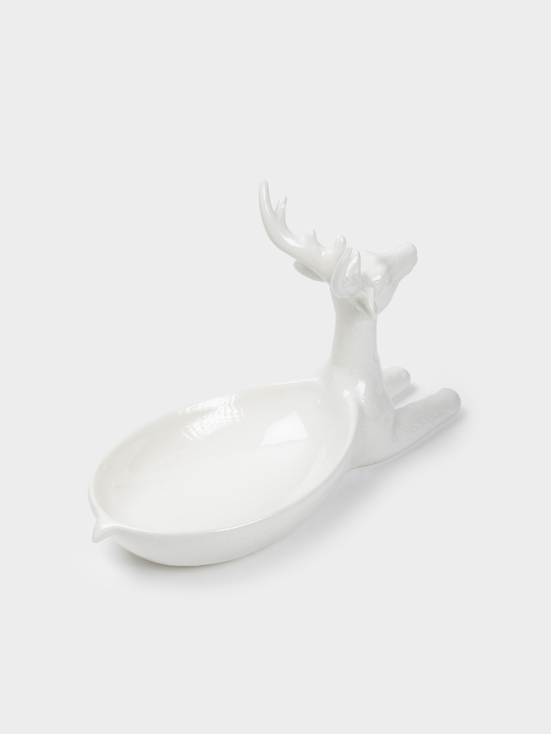 Блюдо декоративное, 28х13х18 см, керамика, белое, Олень, Forest deers, image-1