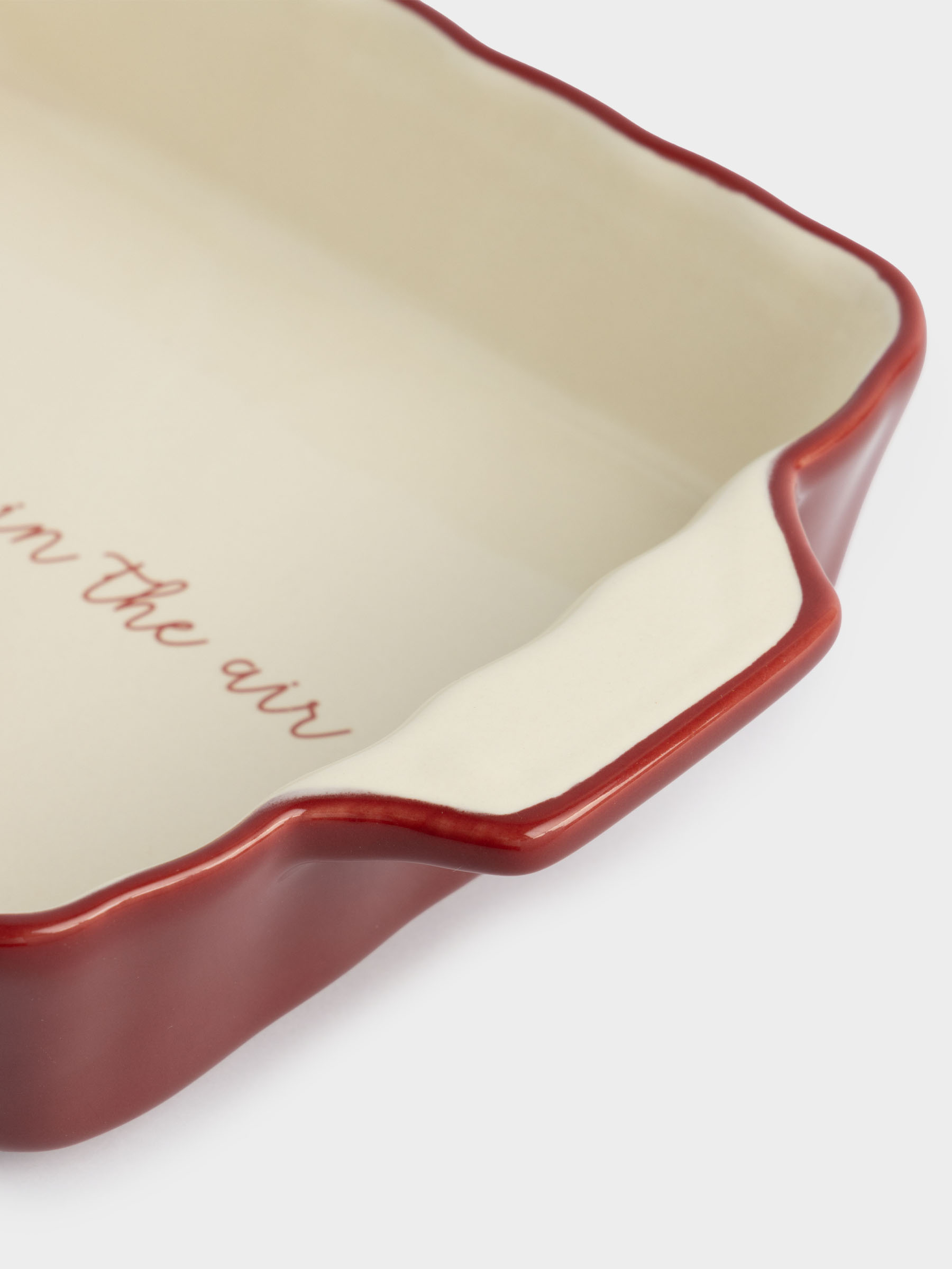 Форма для запекания, 22х16 см, керамика, прямоугольная, бордовая, Christmas tree, image-2