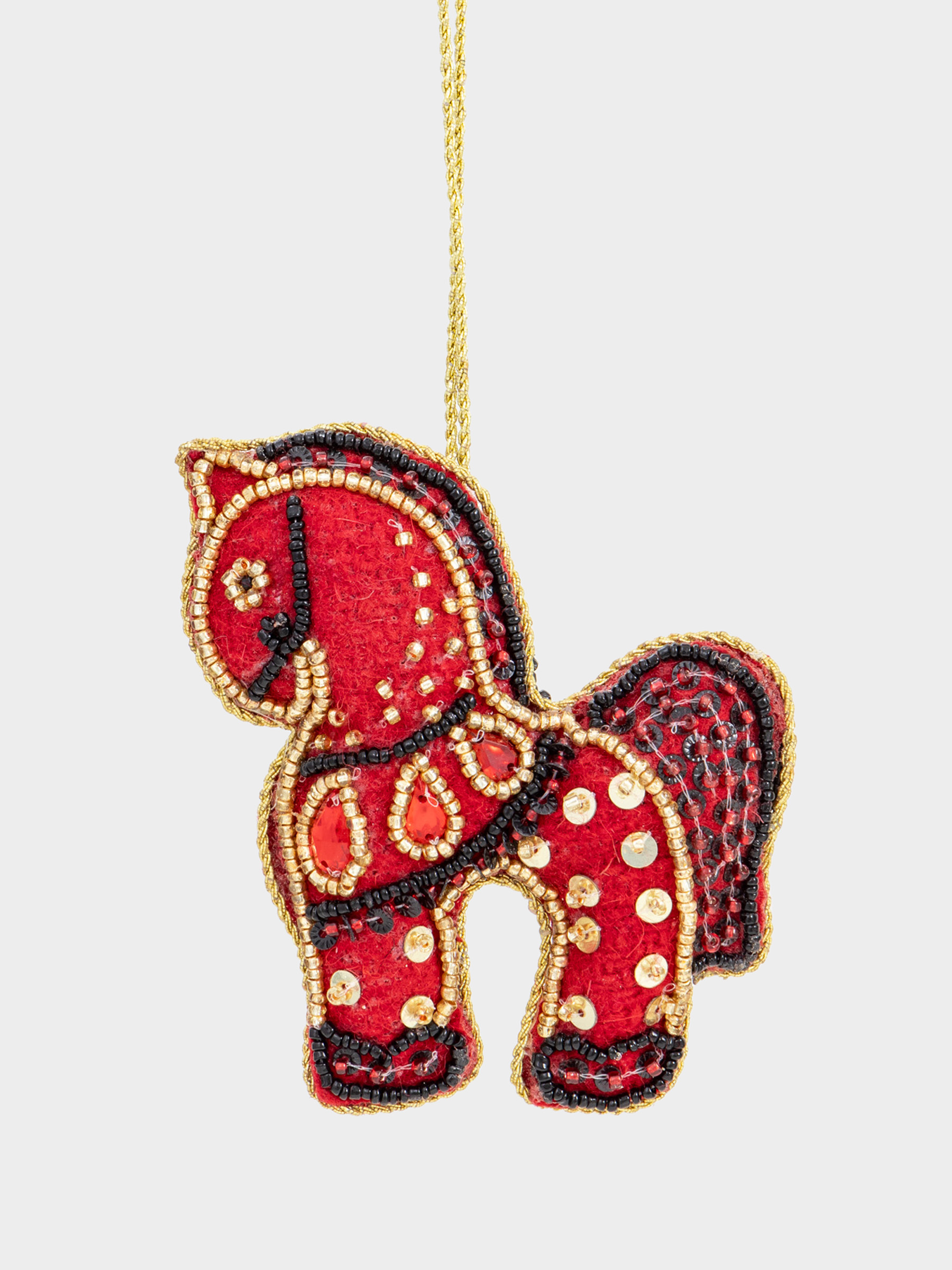 Шырша ойыншығы, 10 см, моншақ/полифилл, қызыл-алтын, Жылқы, Beads figure, image-0