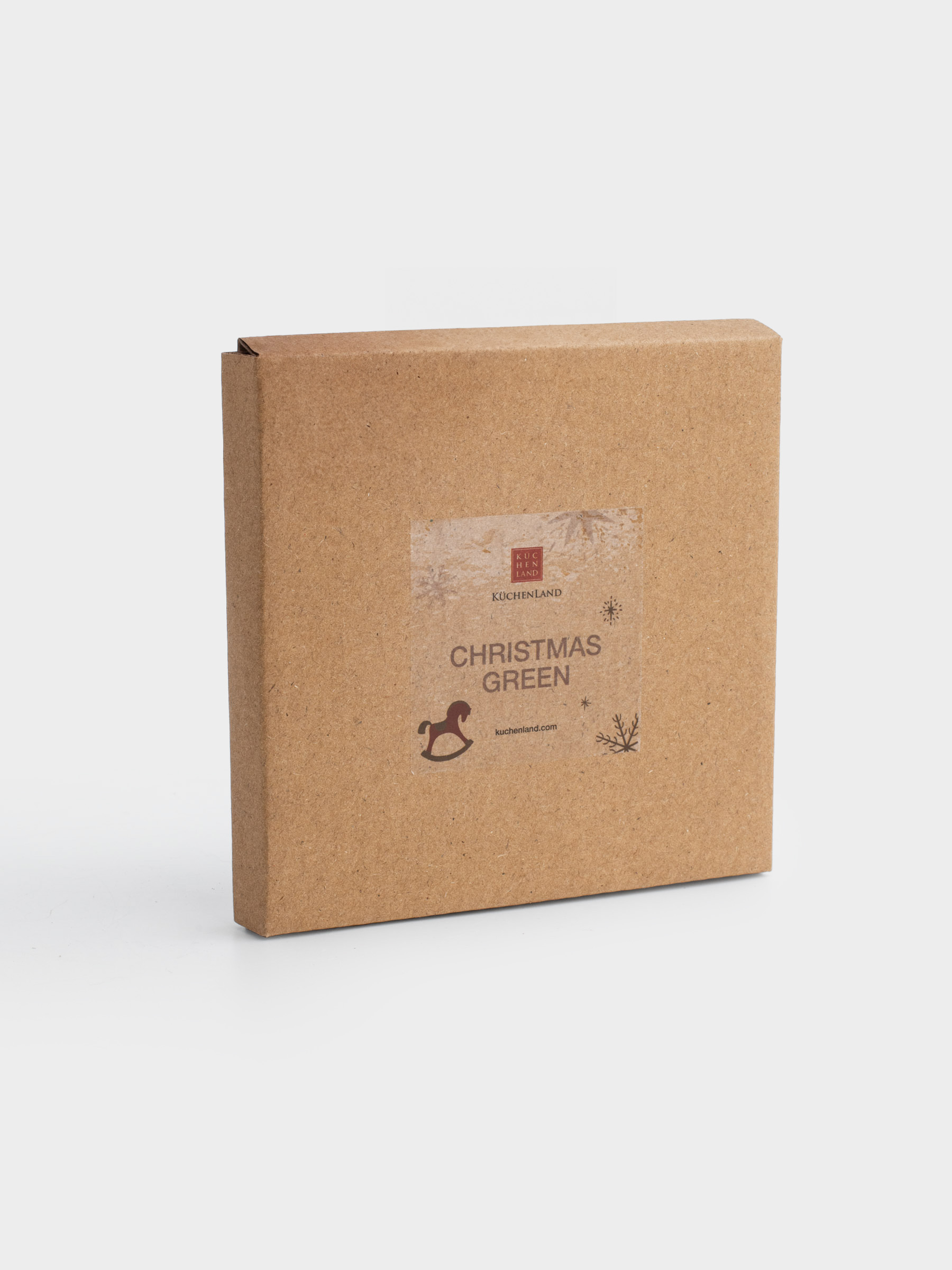 Подставка под кружку, 11 см, круглая, керамика/пробка, белая, Лошадка, Сhristmas green, image-3